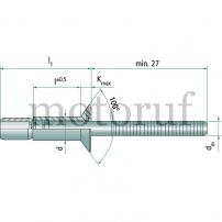 Industry and Shop Pack of 250 countersunk plan shaft fracture blind rivet 6,4 x16, 5