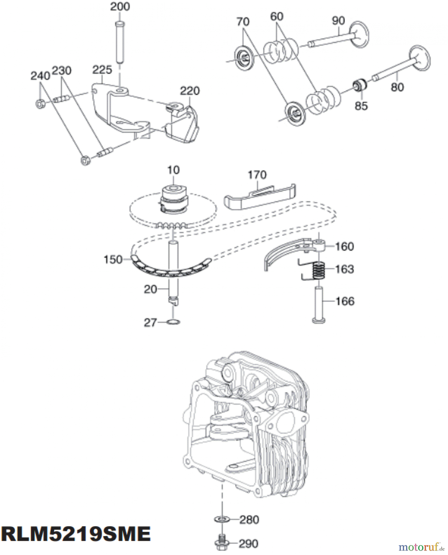  Ryobi Rasenmäher Benzin RLM5219SME Ventile