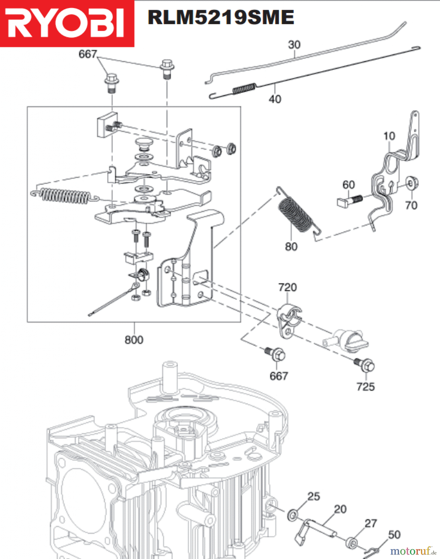  Ryobi Rasenmäher Benzin RLM5219SME Reglerfeder