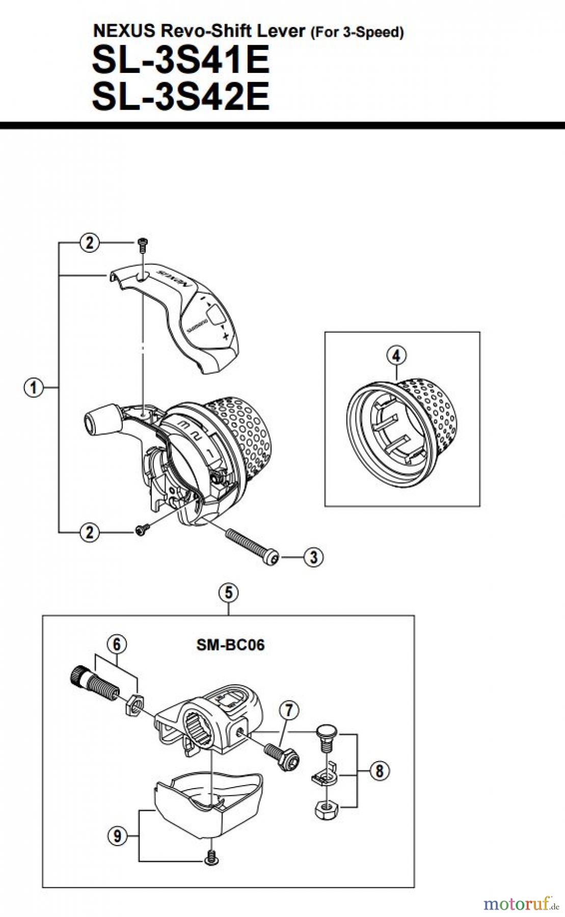  Shimano SL Shift Lever - Schalthebel SL-3S41-3S42-2730, SL-3S51E, SL-3S42E