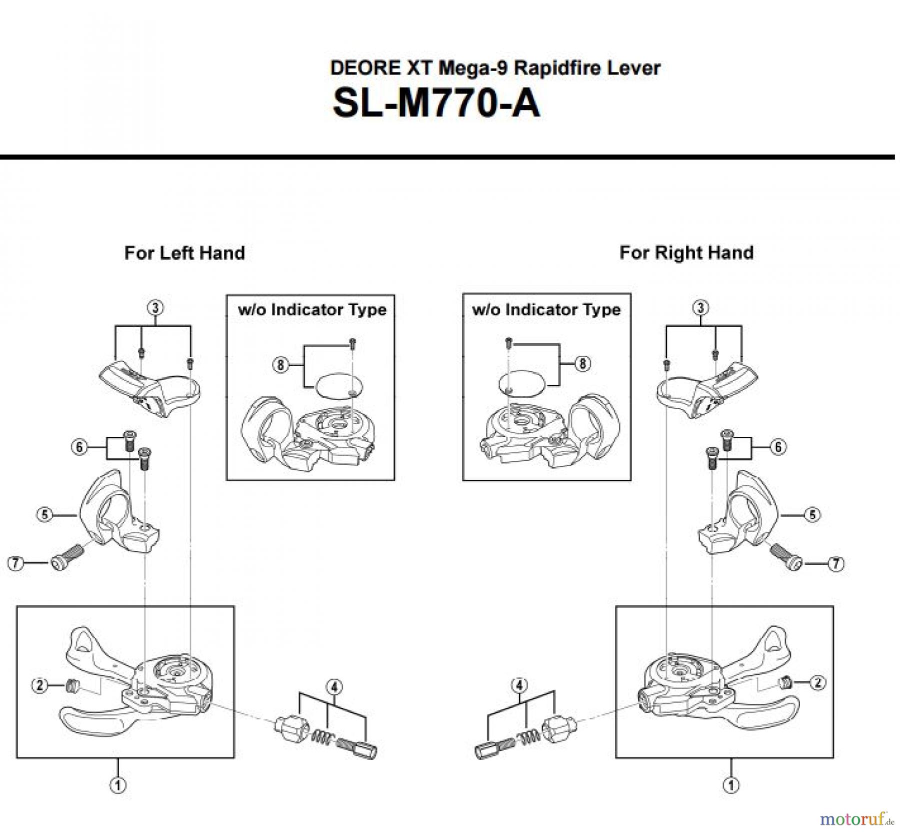  Shimano SL Shift Lever - Schalthebel SL-M770-A-3182 DEORE XT Mega-9 Rapidfire Lever