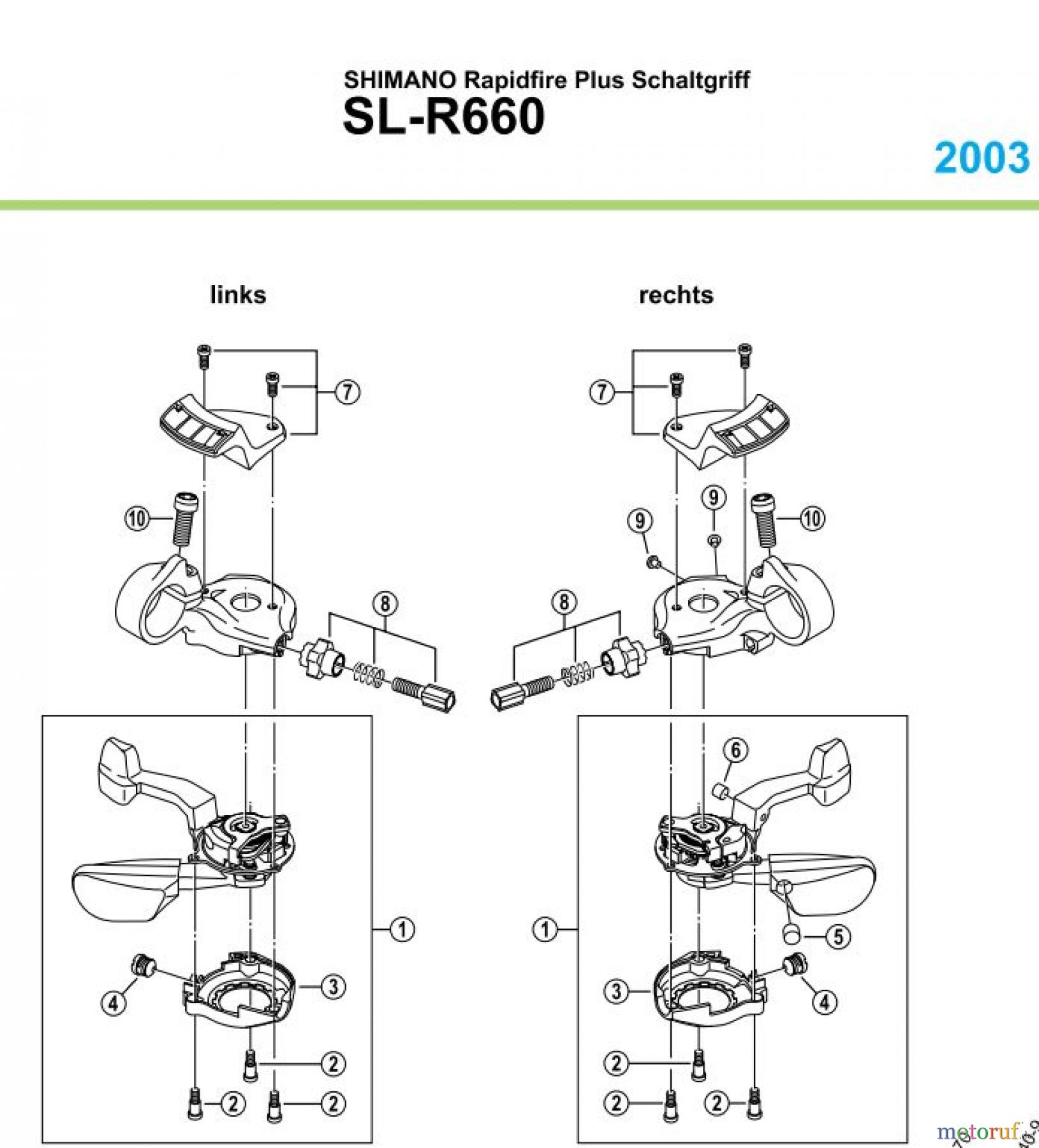  Shimano SL Shift Lever - Schalthebel SL-R660, 2003 Rapidfire Plus Schaltgriff