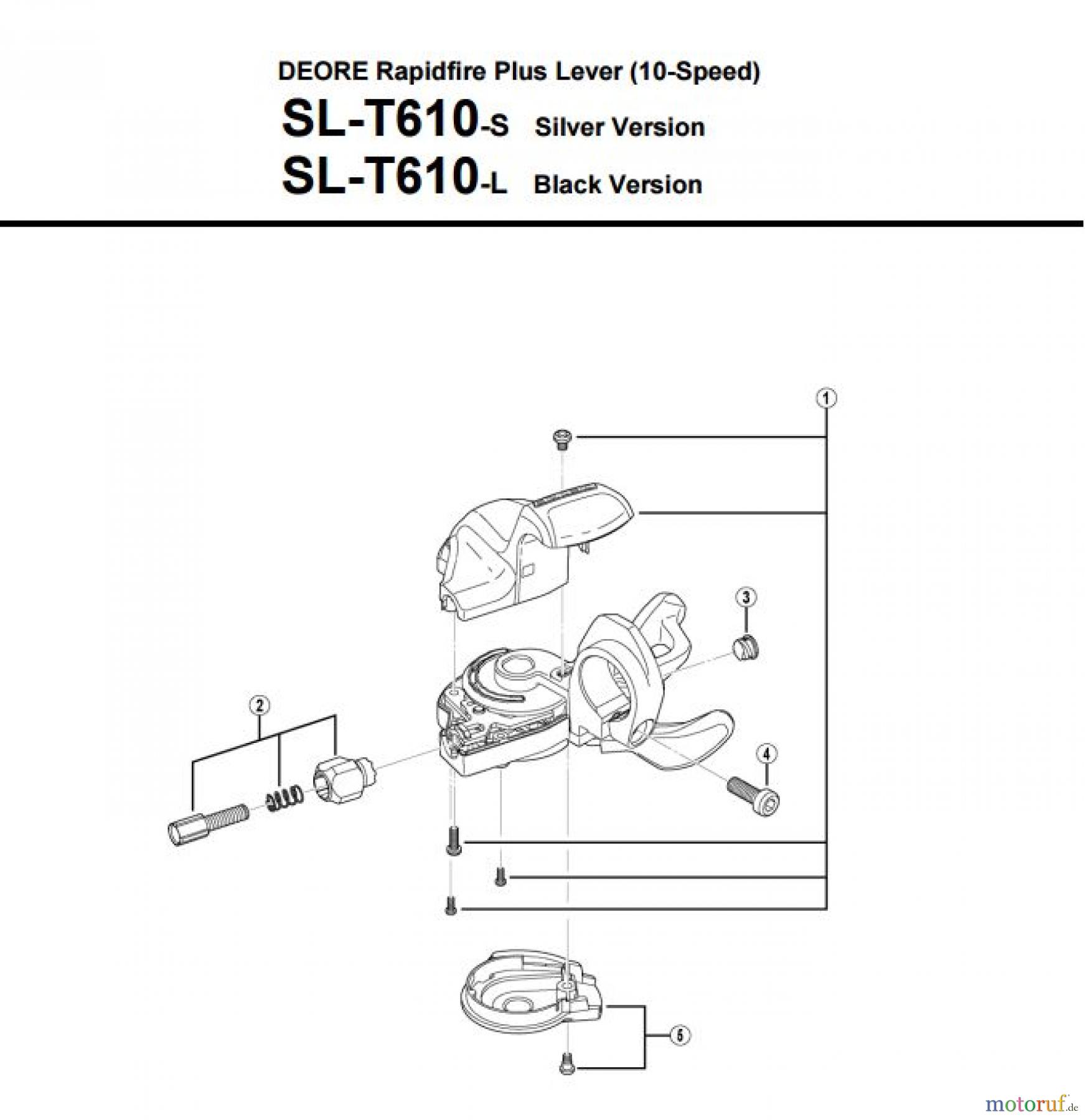  Shimano SL Shift Lever - Schalthebel SL-T610 -3524 DEORE Rapidfire Plus Lever (10-Speed)