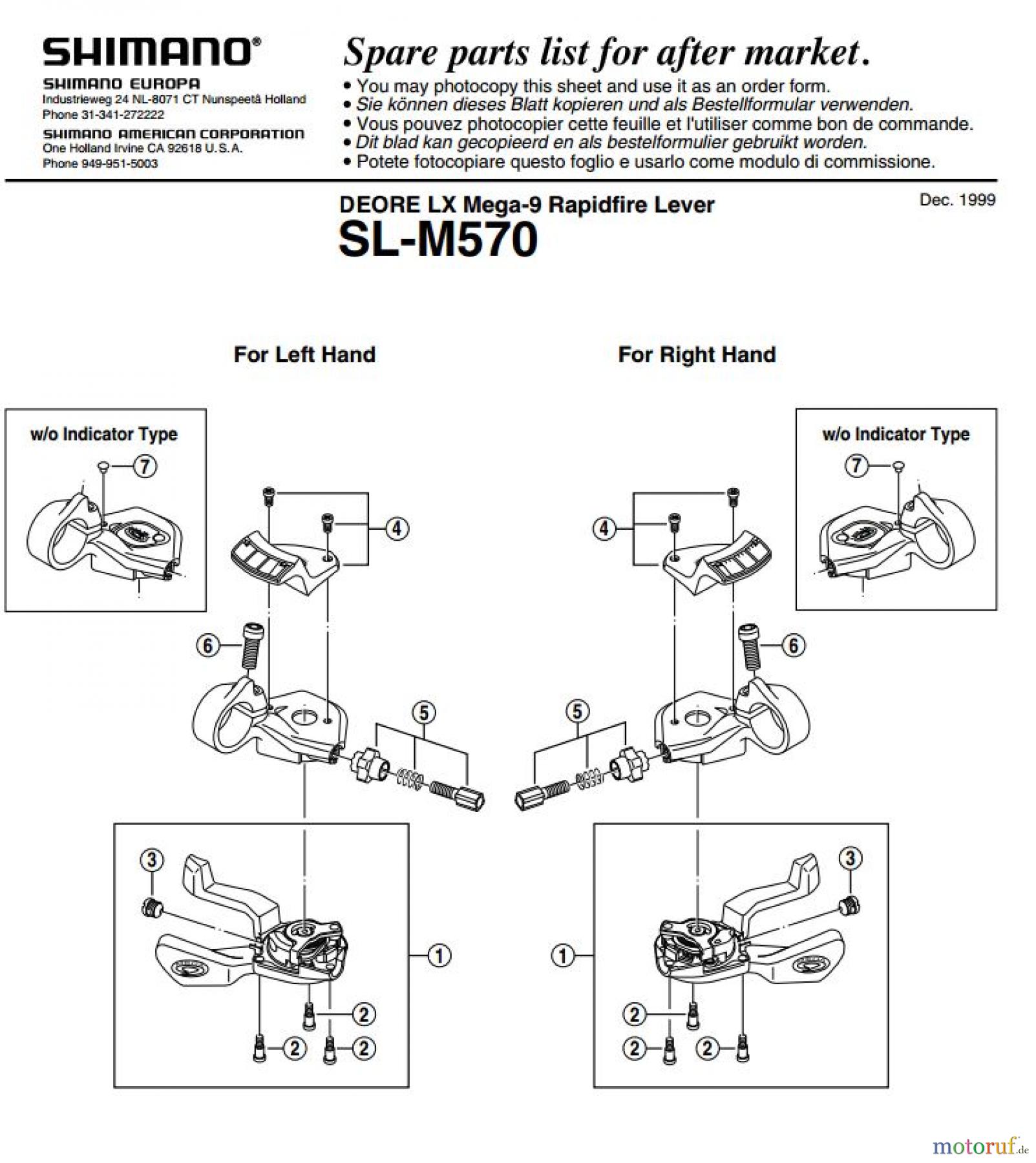  Shimano SL Shift Lever - Schalthebel SL-M570 DEORE LX Mega-9 Rapidfire Lever