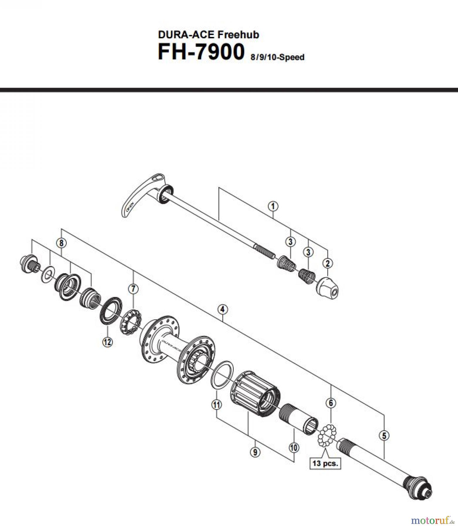  Shimano FH Free Hub - Freilaufnabe FH-7900 -2875A DURA-ACE Kassettennabe 8/9/10-fach