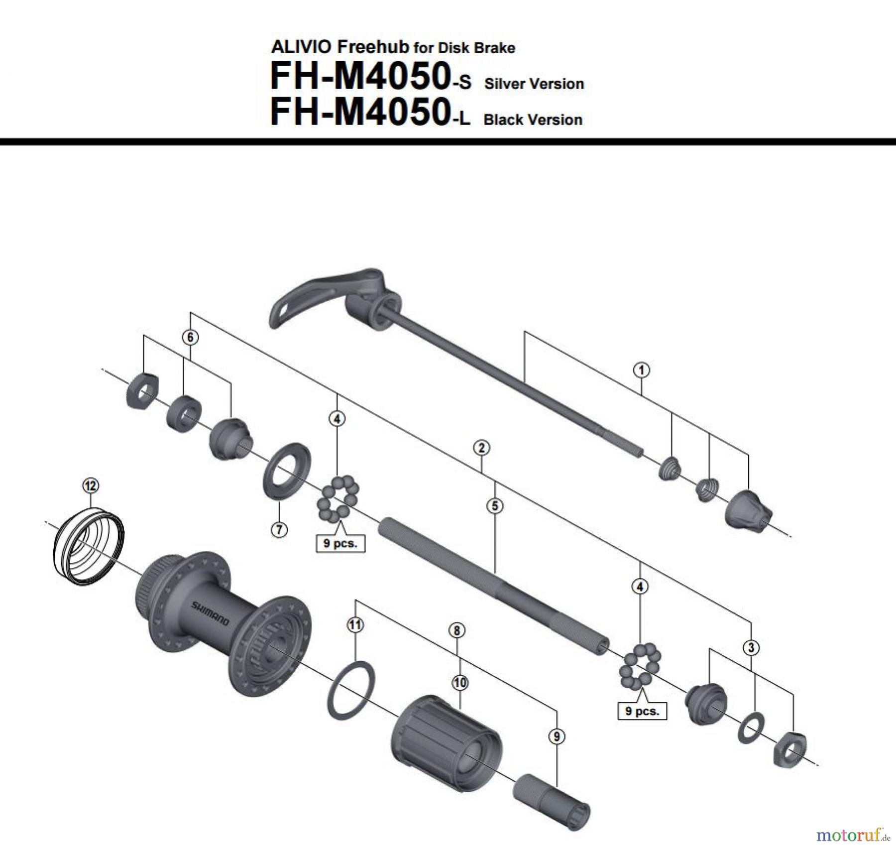  Shimano FH Free Hub - Freilaufnabe FH-M4050 -3684  ALIVIO  Kassettennabe 