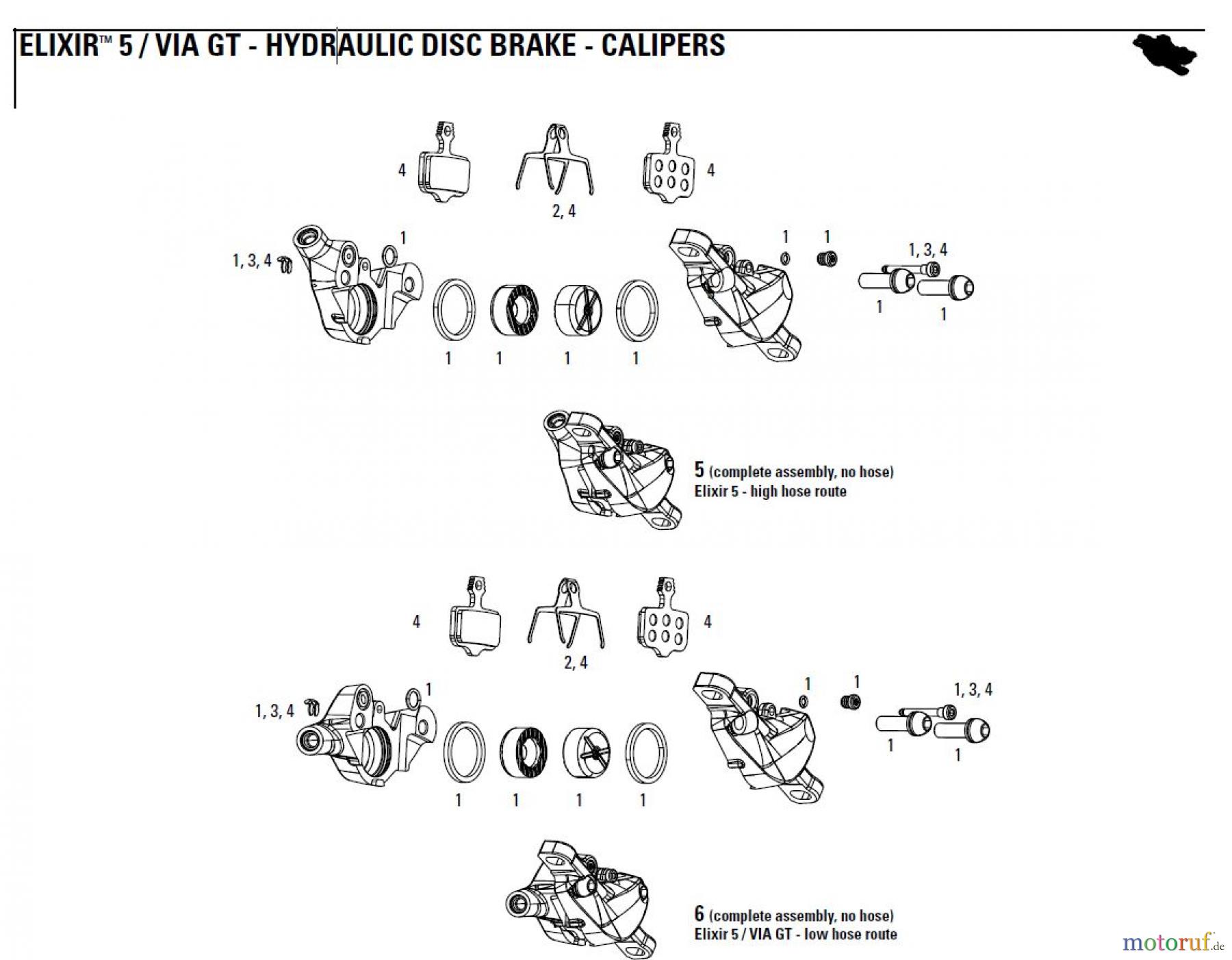  Sram avid HYDRAULIC DISC BRAKE - CALIPERS ELIXIR™ 5 / VIA GT - HYDRAULIC DISC BRAKE - CALIPERS