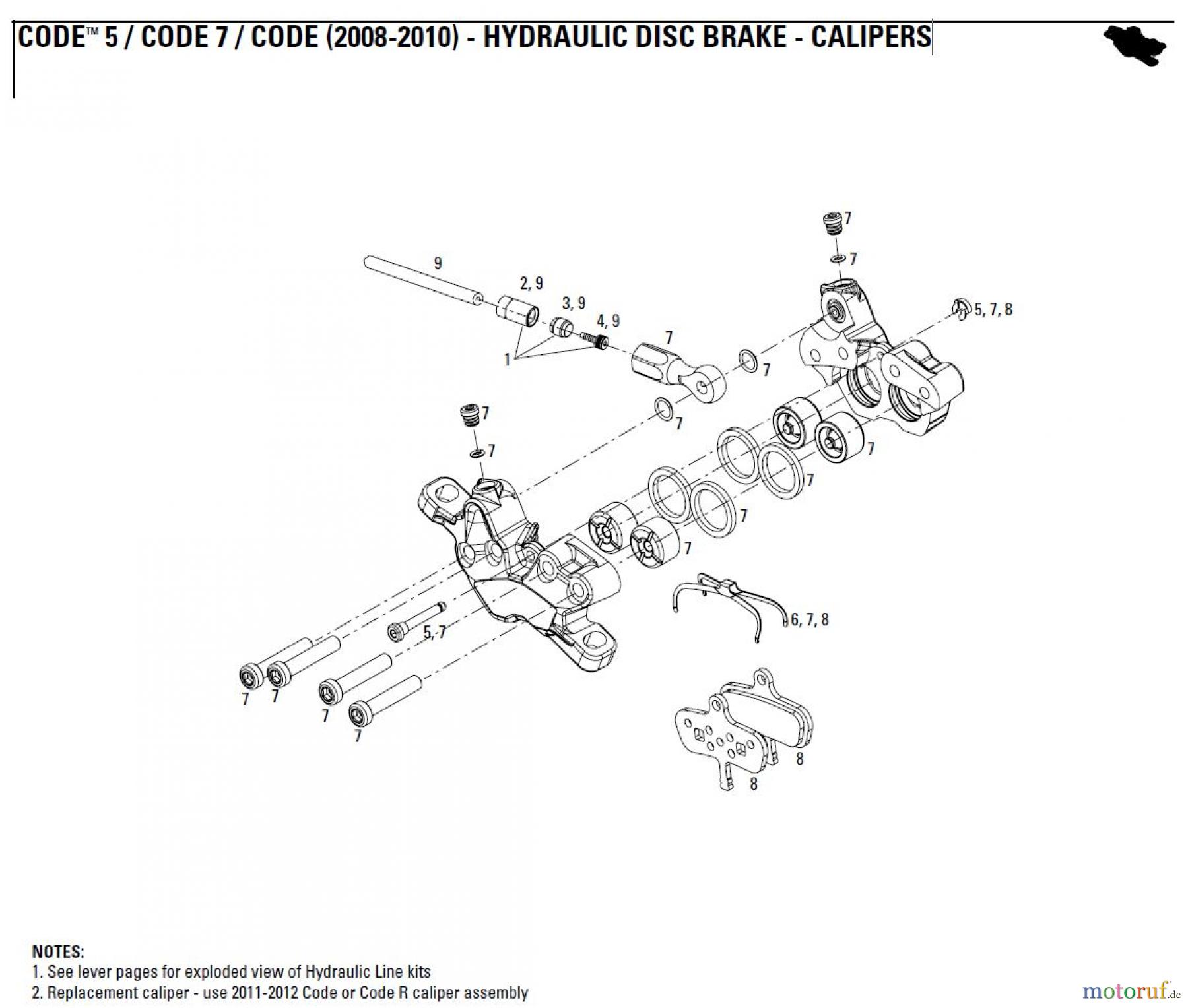  Sram avid HYDRAULIC DISC BRAKE - CALIPERS CODE™ 5 / CODE 7 / CODE (2008-2010) - HYDRAULIC DISC BRAKE - CALIPERS