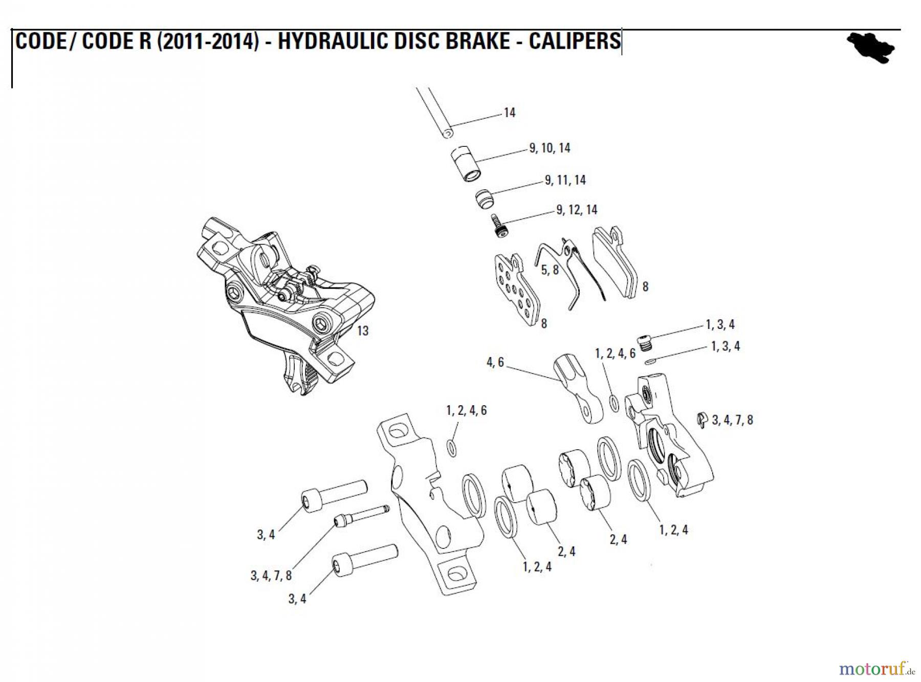  Sram avid HYDRAULIC DISC BRAKE - CALIPERS CODE / CODE R (2011-2014) - HYDRAULIC DISC BRAKE - CALIPERS