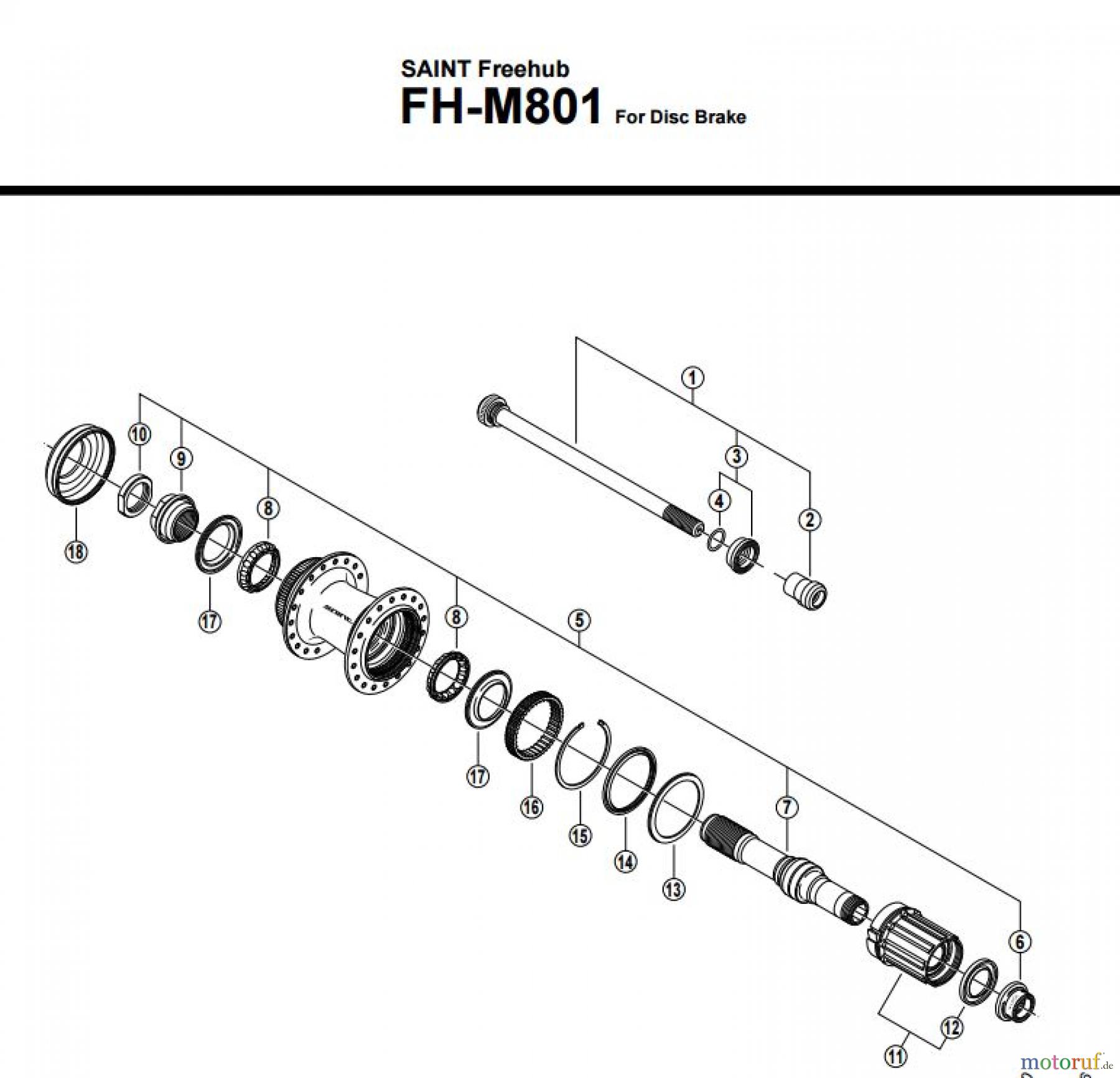  Shimano FH Free Hub - Freilaufnabe FH-M801 SAINT Freehub