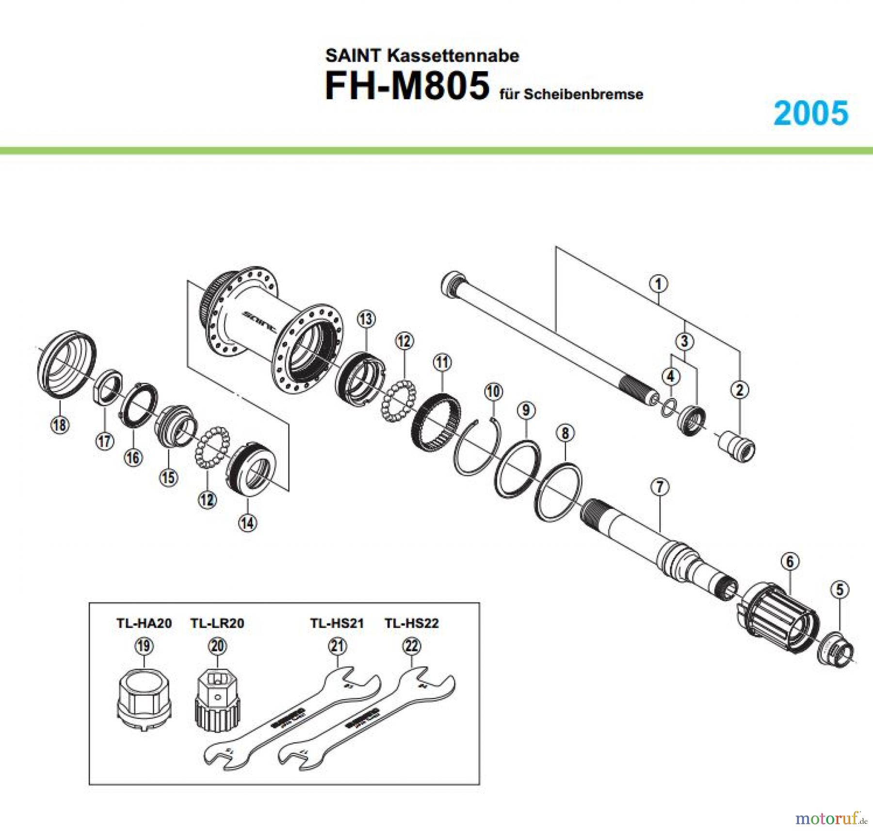  Shimano FH Free Hub - Freilaufnabe FH-M805 SAINT Kassettennabe