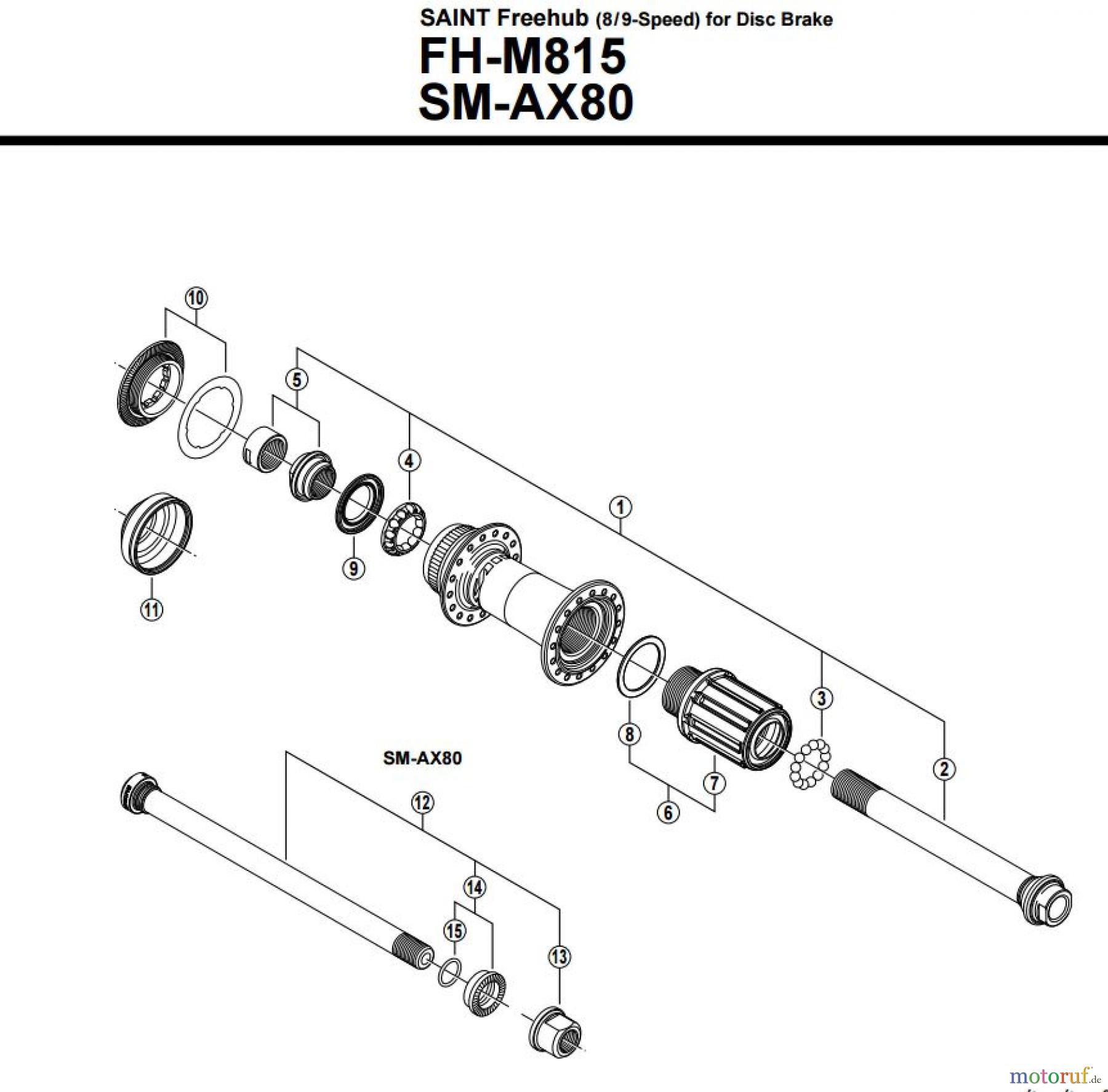  Shimano FH Free Hub - Freilaufnabe FH-M815 SAINT Freehub (8/9-Speed) for Disc Brake