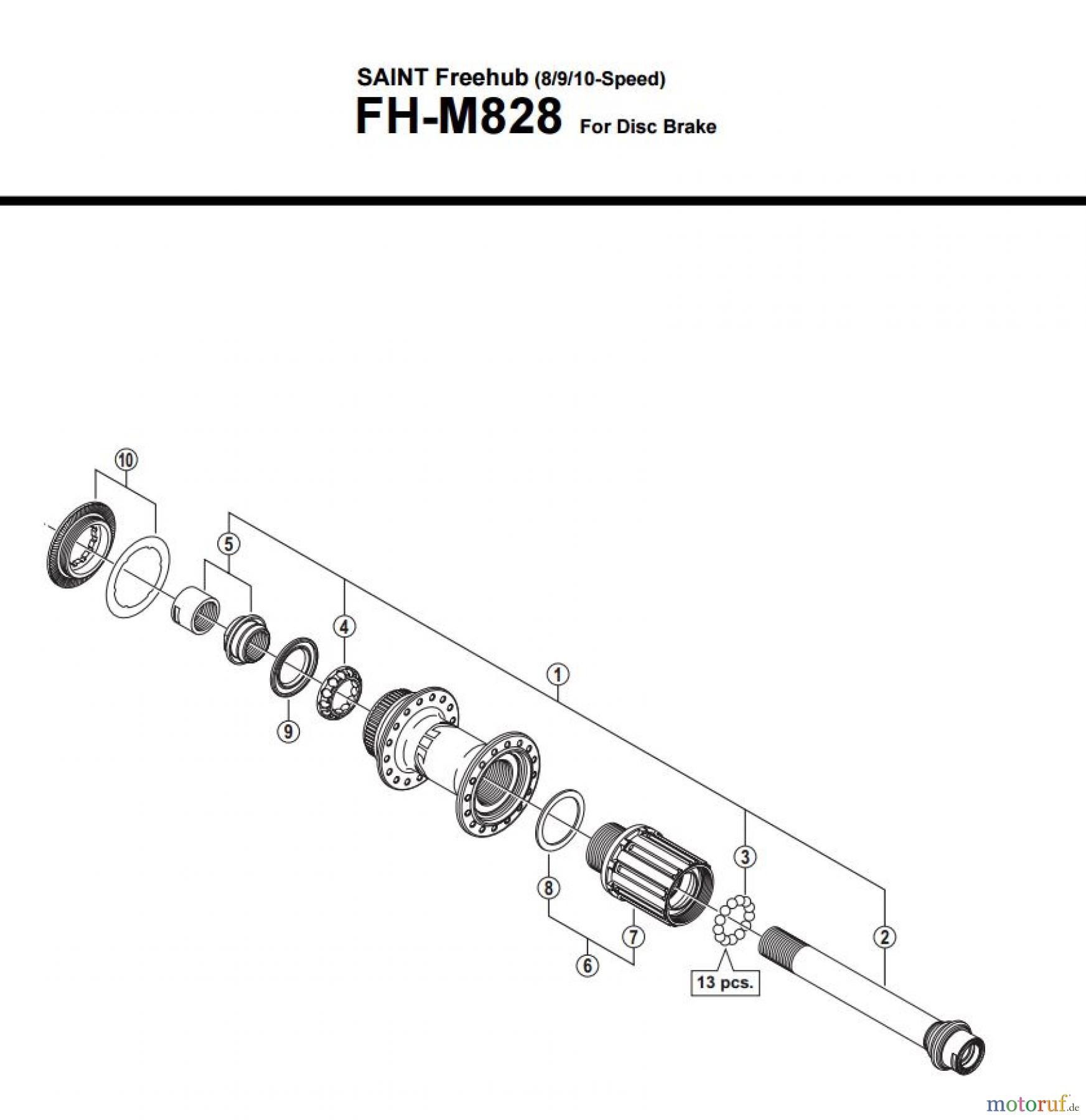  Shimano FH Free Hub - Freilaufnabe FH-M828  SAINT Freehub (8/9/10-Speed)