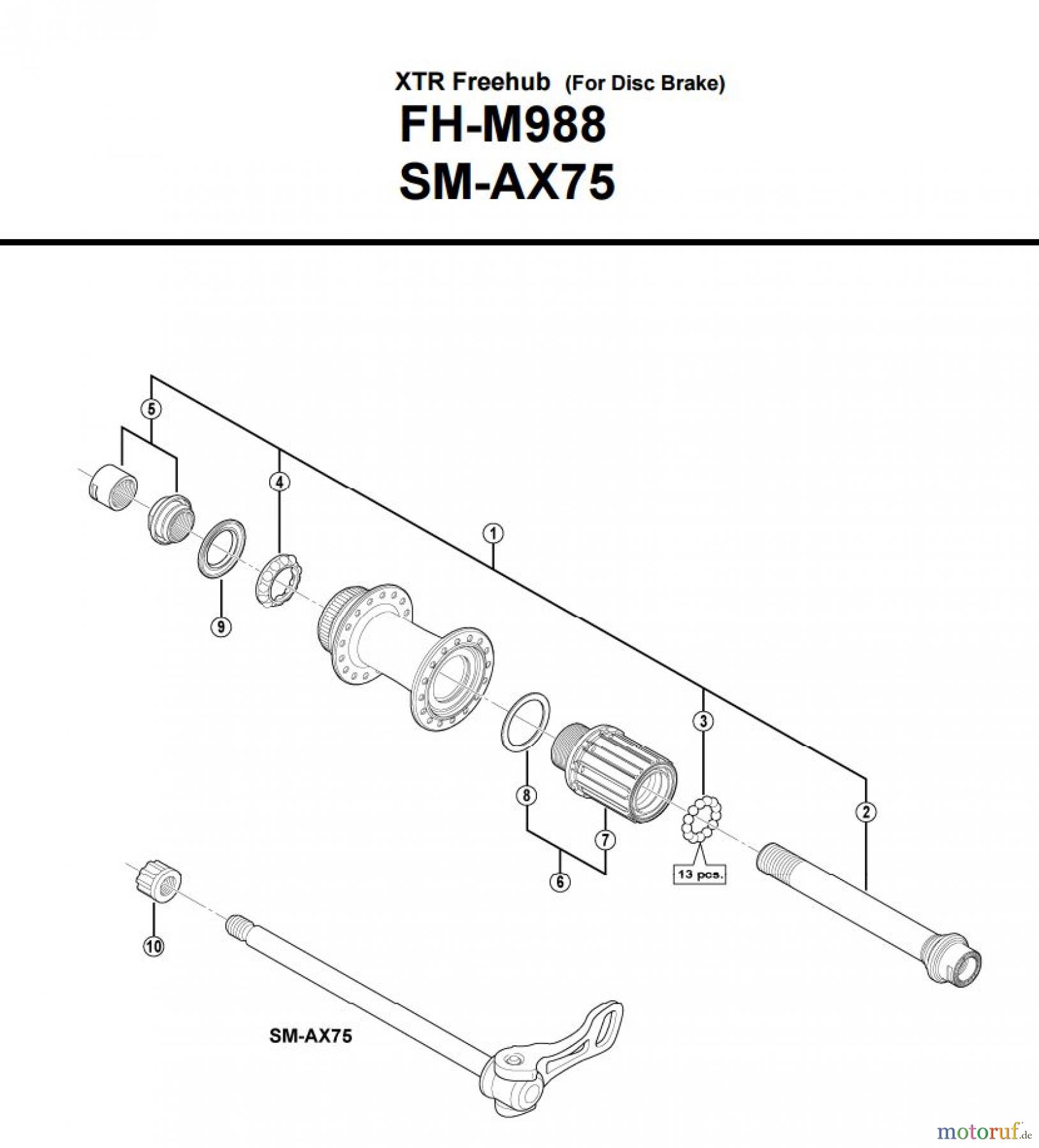  Shimano FH Free Hub - Freilaufnabe FH-M988 -3009 XTR Freehub (For Disc Brake)