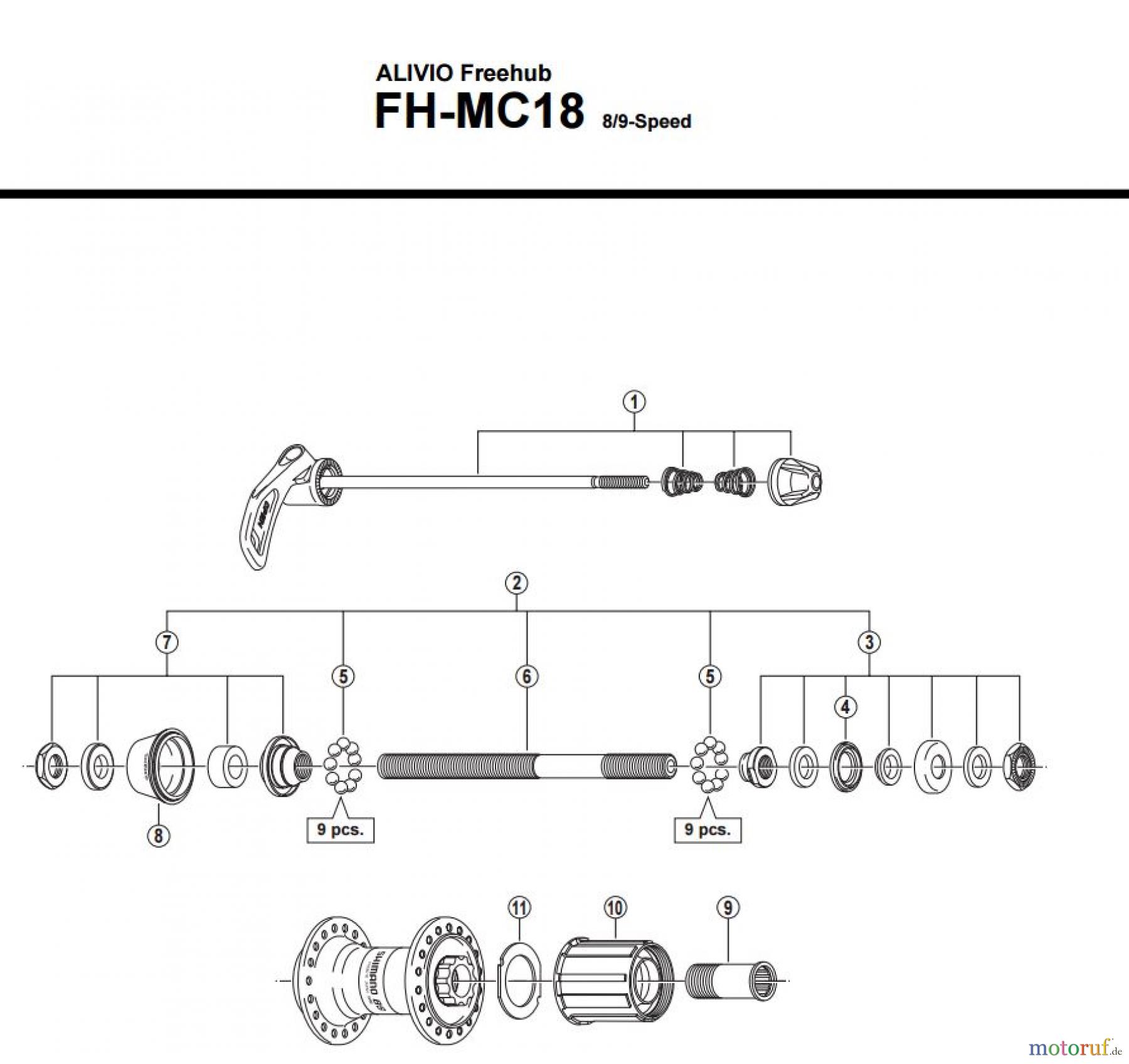  Shimano FH Free Hub - Freilaufnabe FH-MC18 -1749B