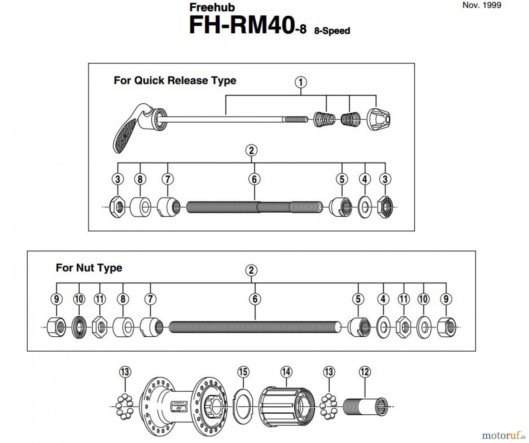  Shimano FH Free Hub - Freilaufnabe FH-RM40-8 Kassettennabe 8-fach