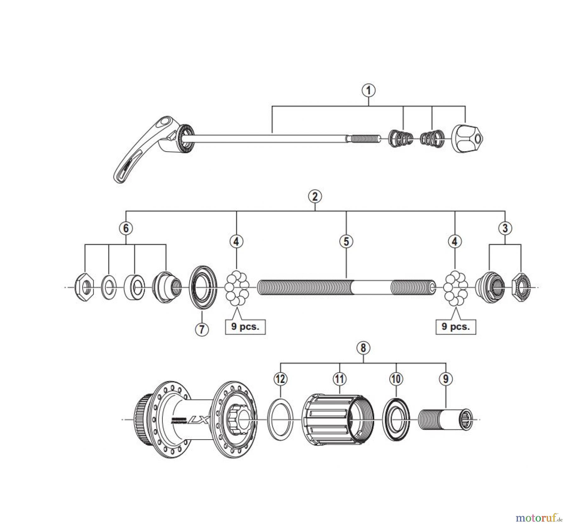  Shimano FH Free Hub - Freilaufnabe FH-T675  DEORE LX Freehub (8/9/10-Speed)