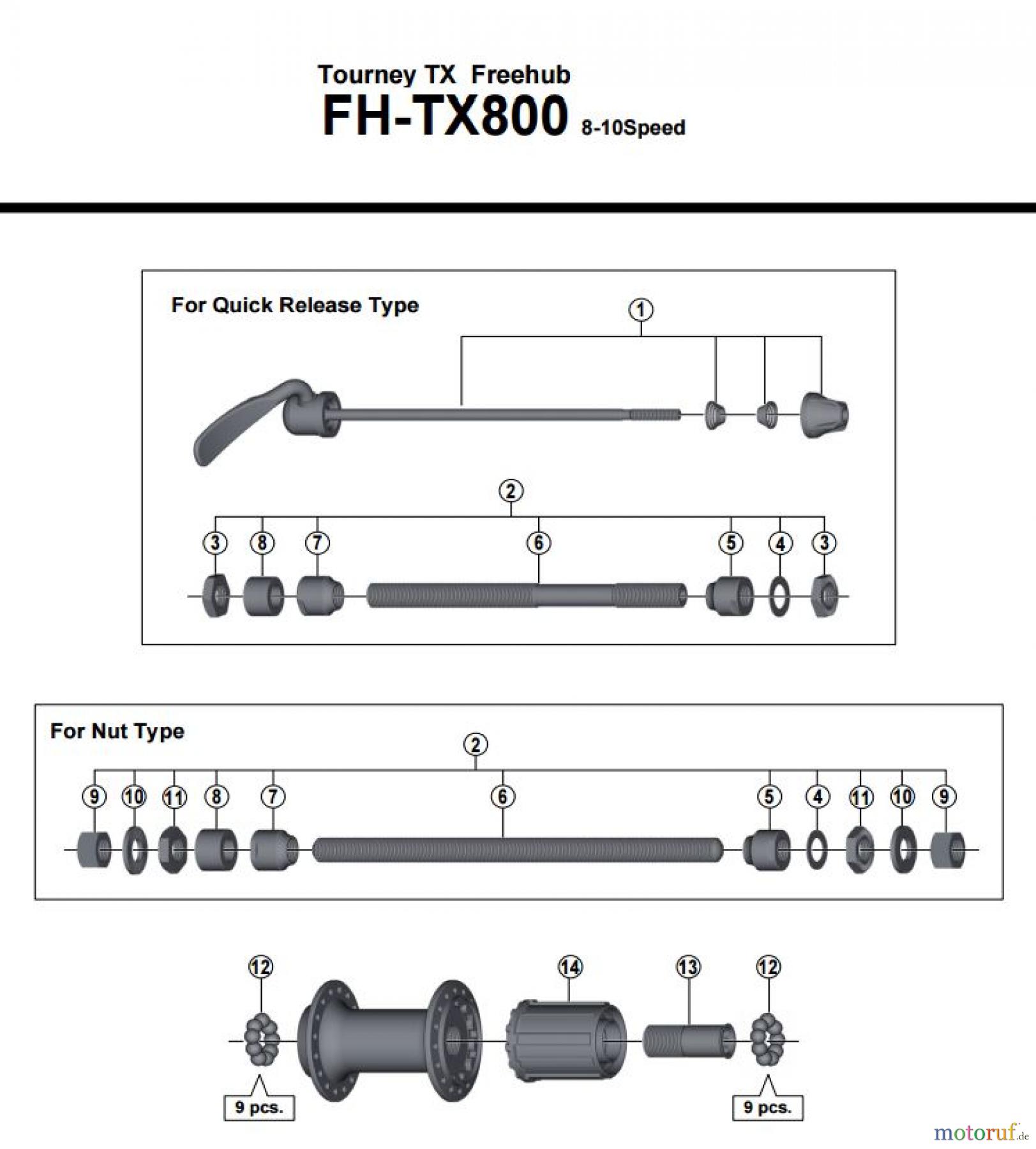  Shimano FH Free Hub - Freilaufnabe FH-TX800 -3750 Tourney TX Freehub