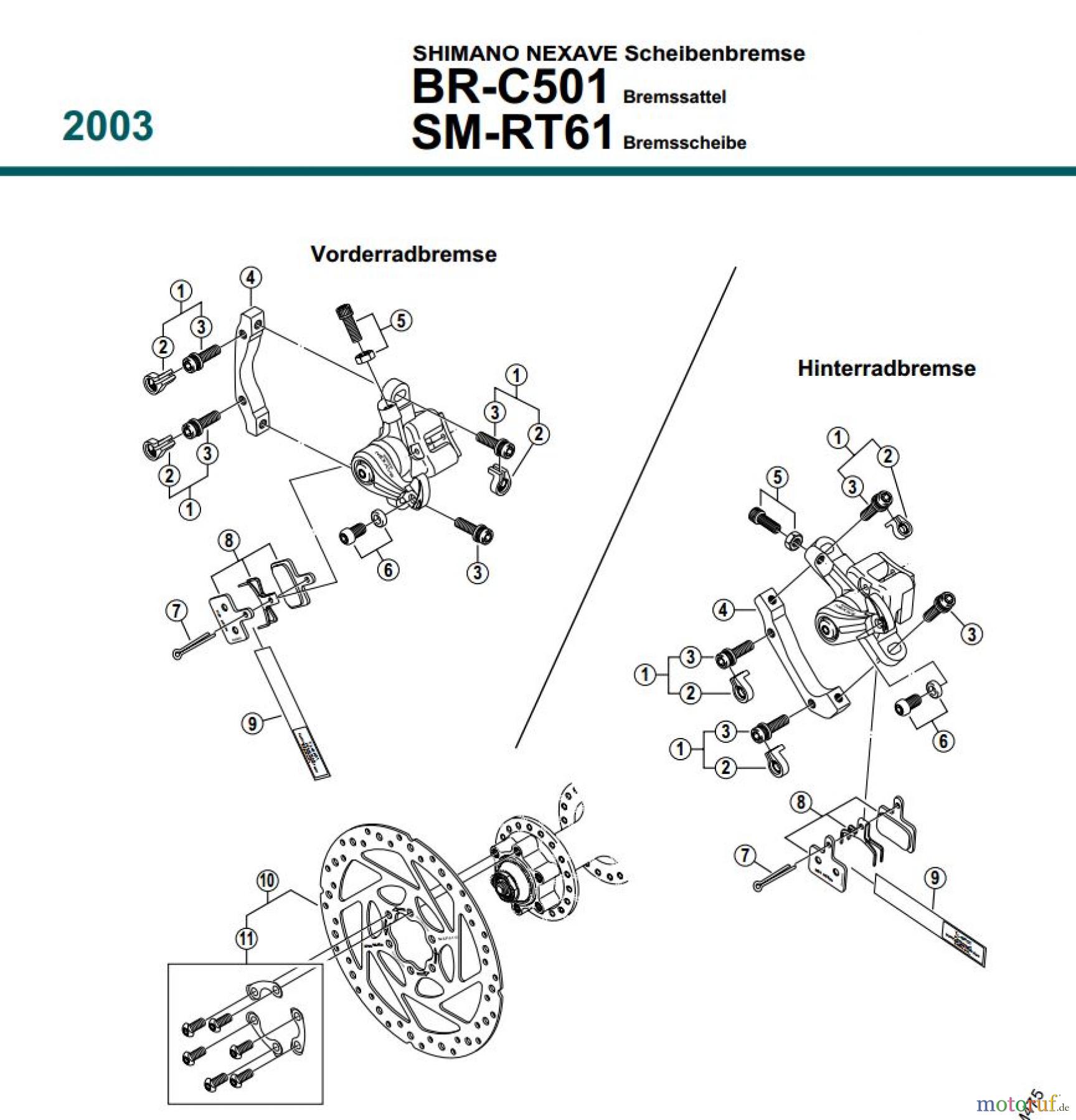  Shimano BR Brake - Bremse BR-C501 2003 SHIMANO NEXAVE Scheibenbremse