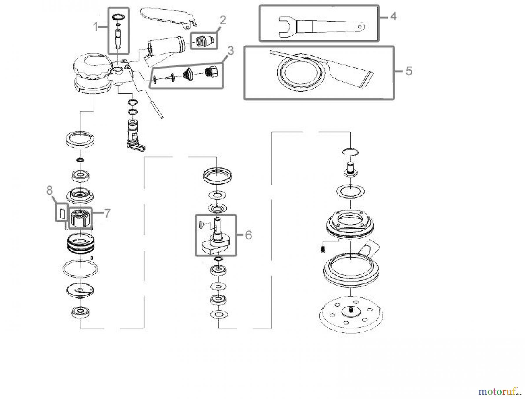  Güde Pro-Serie PRO-Drucklufttechnik Druckluftwerkzeuge Schleifer und Bohrer DL-EXZENTERSCHLEIFER 150 PRO - 75170 FSL75170-01