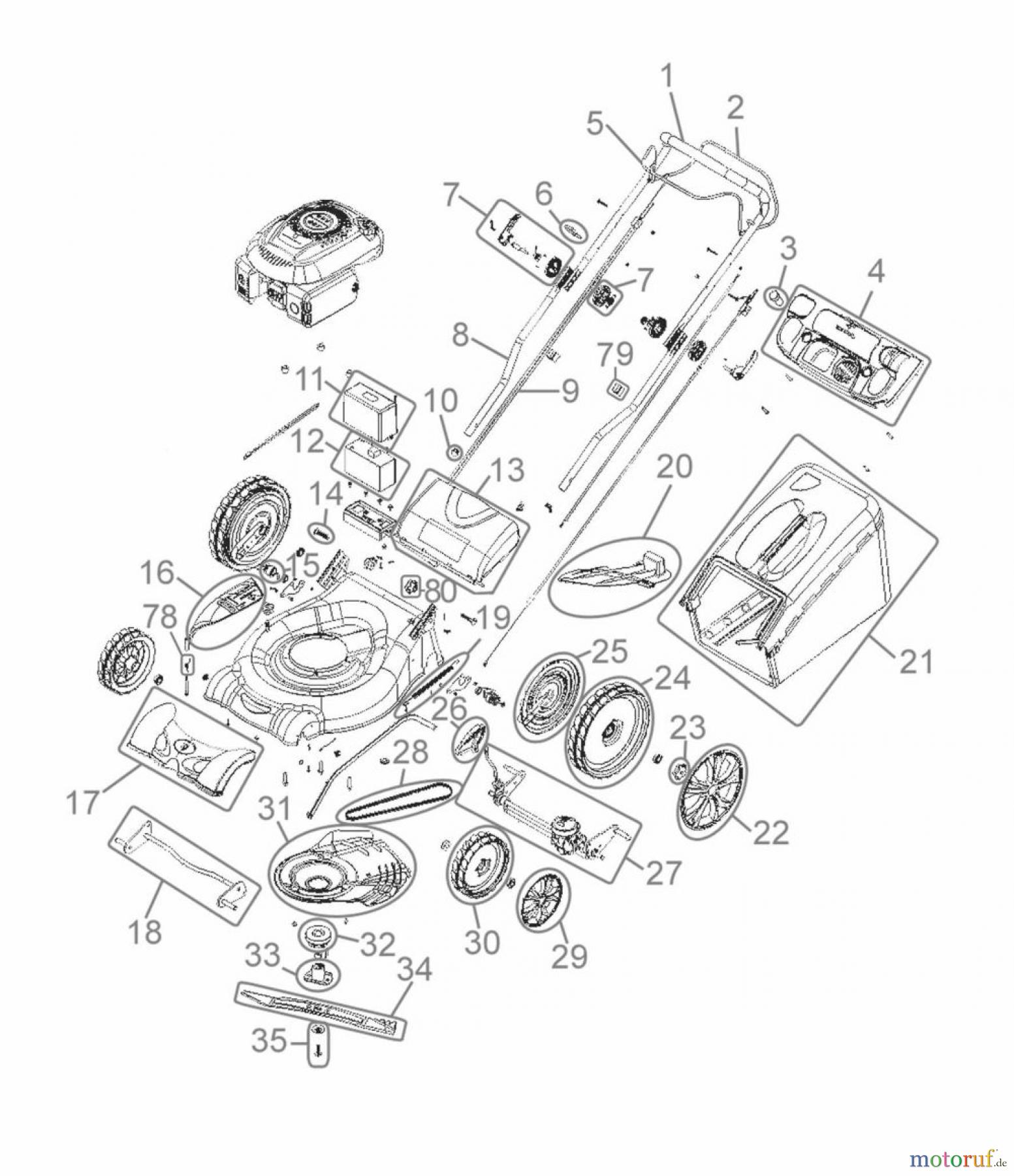  Güde Gartentechnik Rasenmäher Benzin-Rasenmäher Schnittbreite bis 45cm RASENMÄHER BIG WHEELER 512 ES VAR - 95360 FSL95360-01 Seite 1