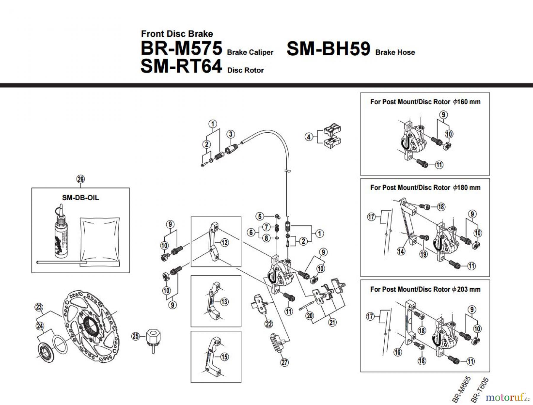  Shimano BR Brake - Bremse BR-M575-F, 2867B Front Disc Brake 