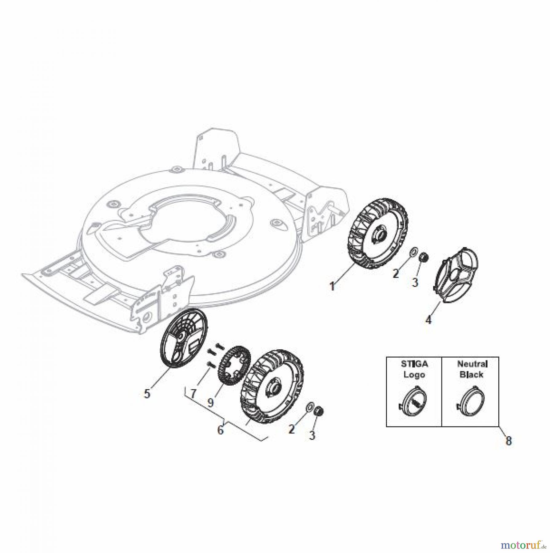  Global Garden Products GGP Rasenmäher Baujahr 2017 Akku 2017 Mit Antrieb MCS 500 TR Li 80 Wheel and Hub Cap - STAR