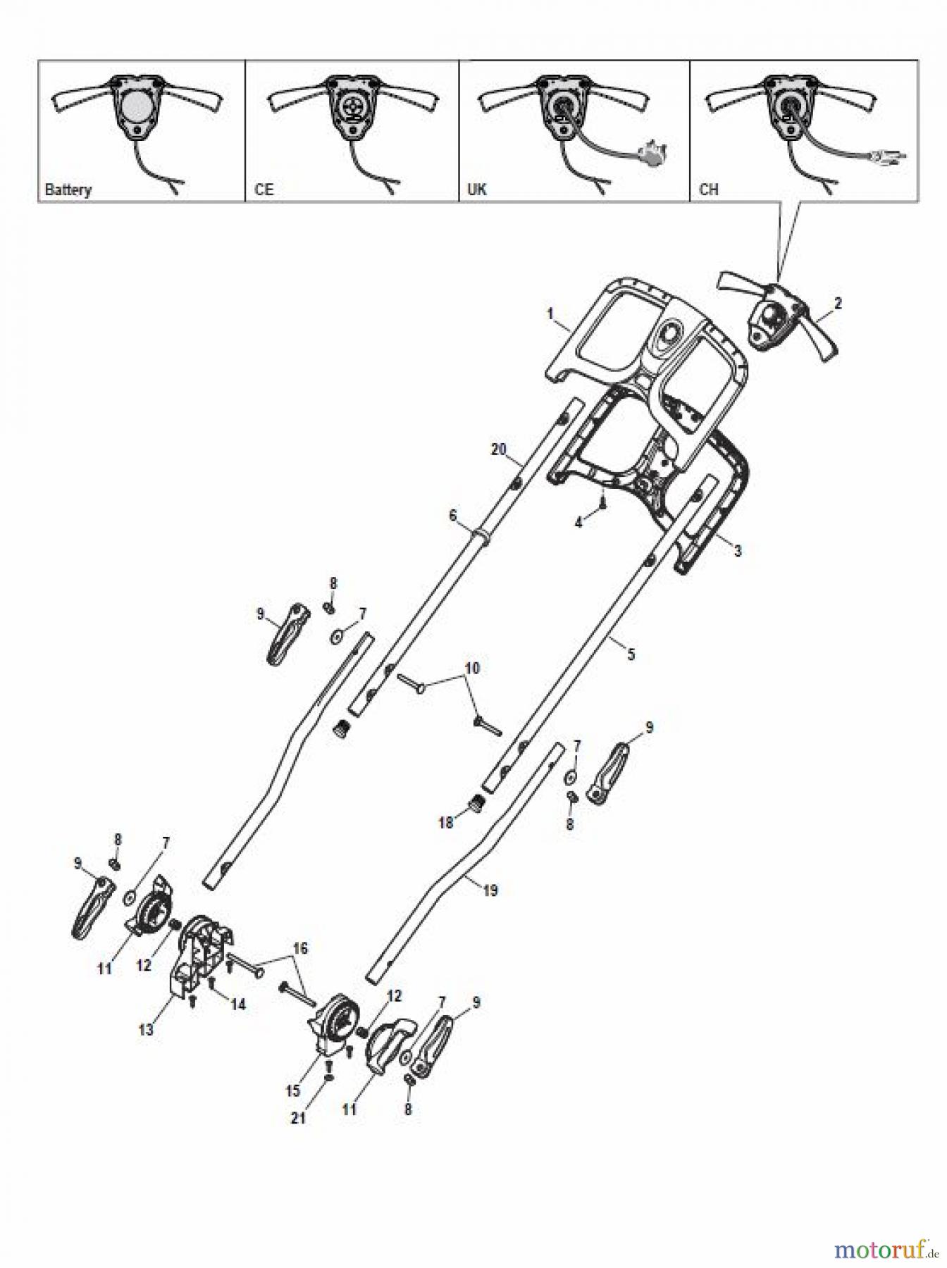  Global Garden Products GGP Rasenmäher Baujahr 2017 Akku 2017 Ohne Antrieb EL 380 Li 48 Handle, Upper Part