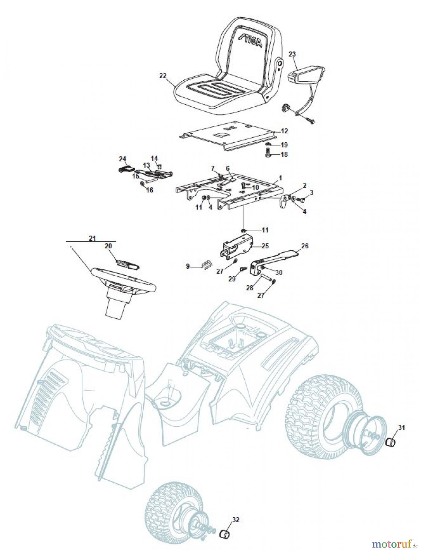  Global Garden Products GGP Aufsitzmäher Sammler Cellecting Pro 2017 THS 102 Hydro Seat & Steering Wheel for Stiga Models