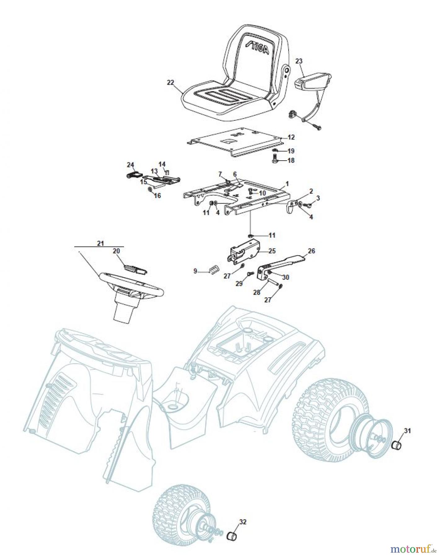  Global Garden Products GGP Aufsitzmäher Sammler Cellecting Pro 2017 THX 102 Hydro Seat & Steering Wheel for Stiga Models