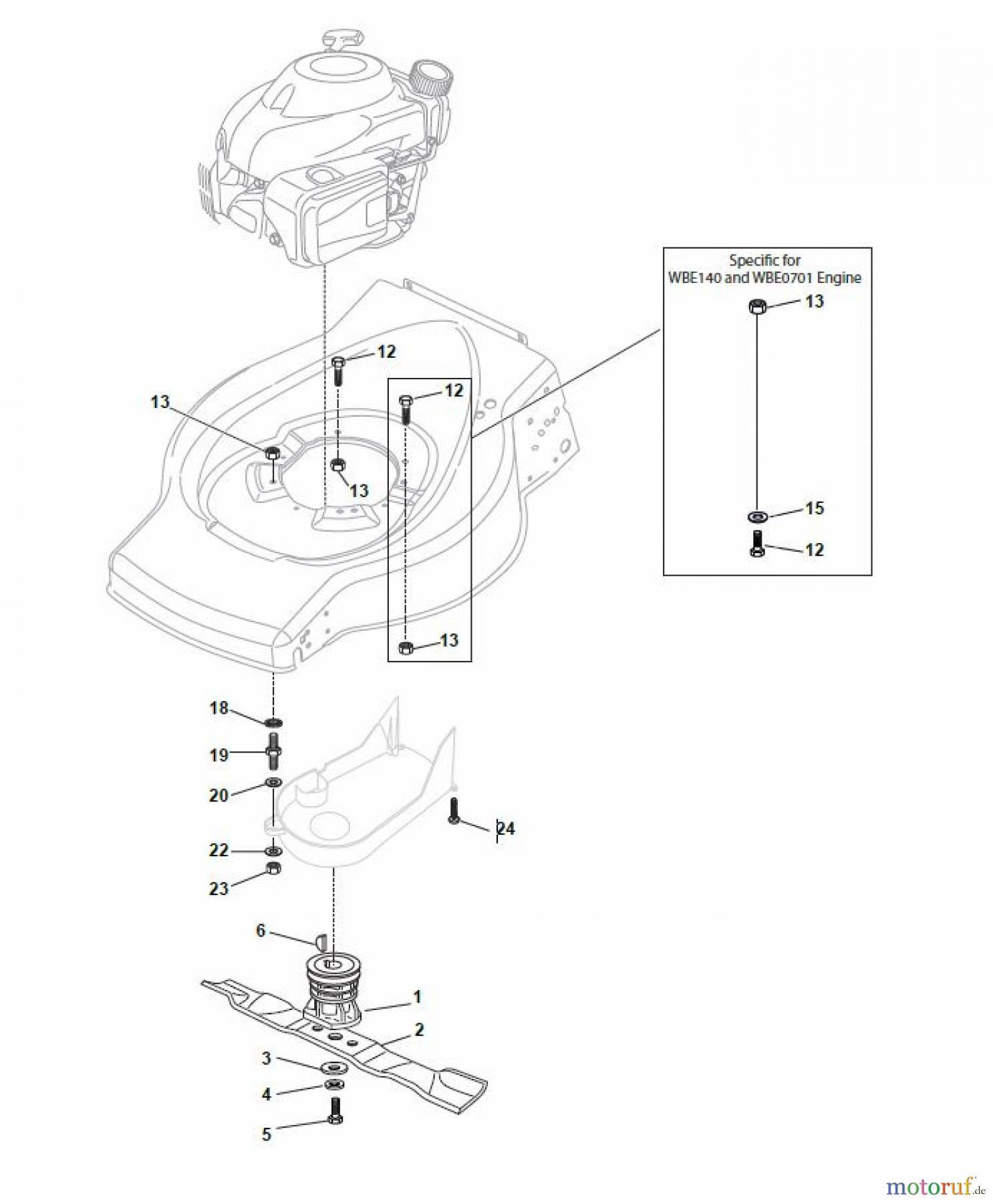  Global Garden Products GGP Rasenmäher Baujahr 2017 Benzin Mit Antrieb 2017 ES 534 TR Blade and Hub for GGP 100cc Engine