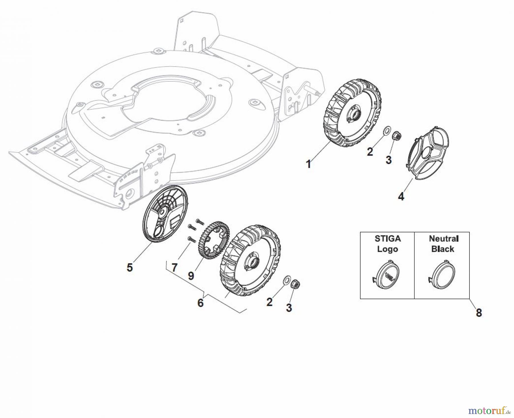  Global Garden Products GGP Rasenmäher Baujahr 2017 Benzin Mit Antrieb 2017 MCS 504 TR 4S Wheels and Hub Cap s - STAR