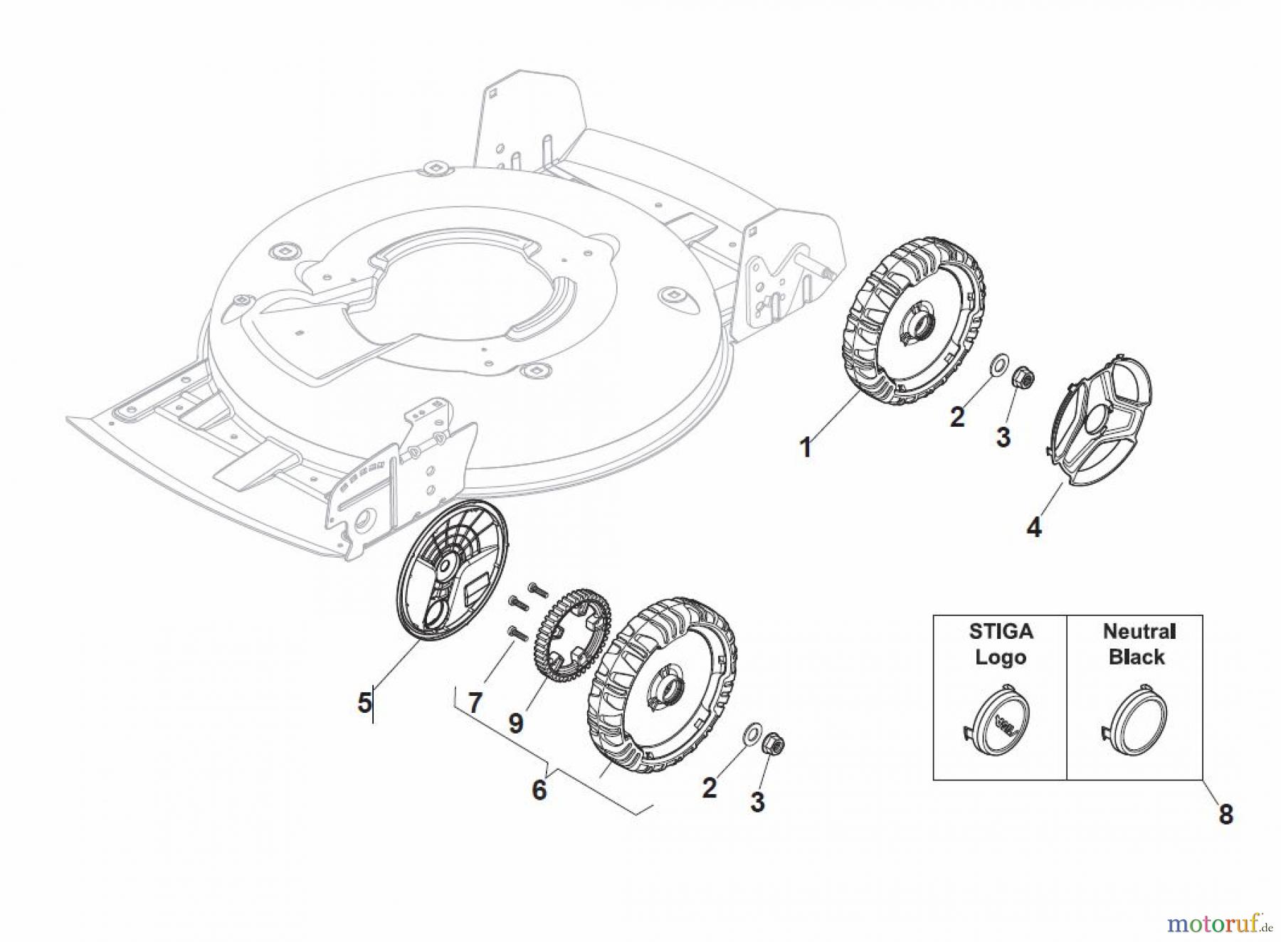  Global Garden Products GGP Rasenmäher Benzin Mit Antrieb 2017 MCS 504 TR Wheels and Hub Caps - STAR