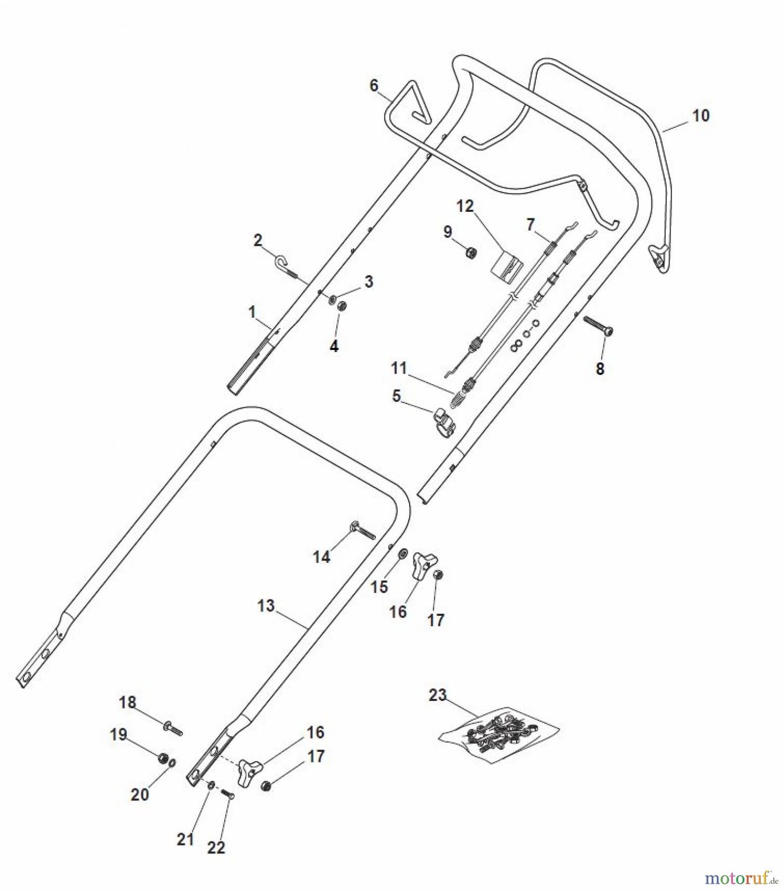  Global Garden Products GGP Rasenmäher Benzin Mit Antrieb 2017 MP1 504 SE Handle, Upper Part