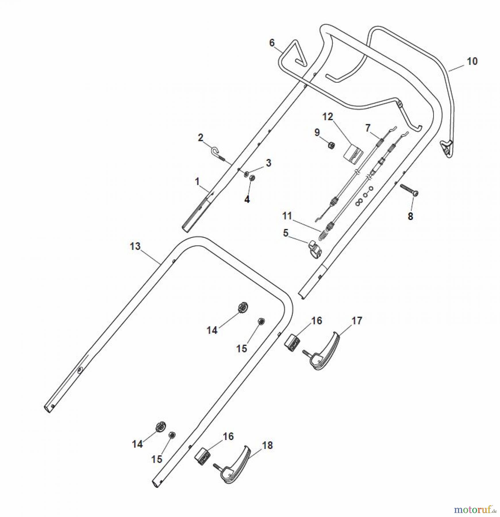  Global Garden Products GGP Rasenmäher Baujahr 2017 Benzin Mit Antrieb 2017 MP1 504 SVQ Handle, Upper Part