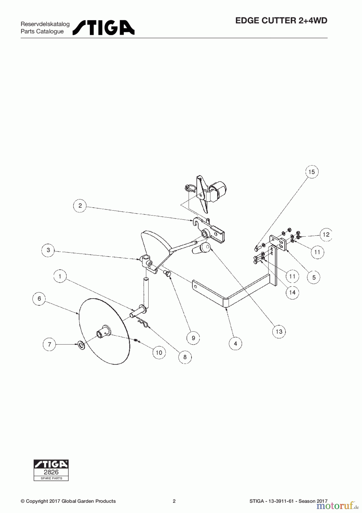  Stiga Frontmäher Zubehör Anbau 2017 Front Mower EDGE CUTTER 2+4WD 13-3911-61 - Season 2017 Edge cutter