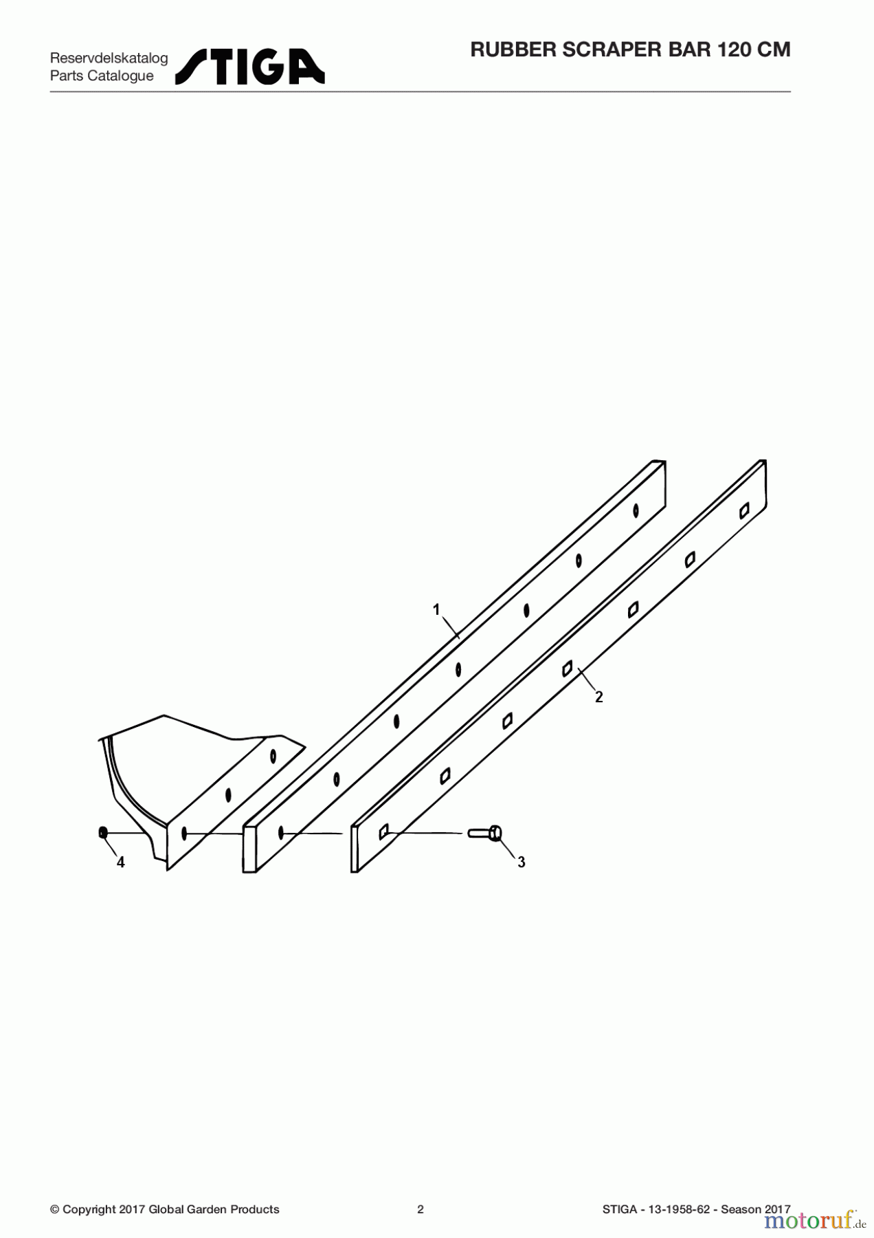  Stiga Frontmäher Anbau 2017 Front Mower RUBBER SCRAPER BAR 120 CM 13-1958-62 - Season 2017