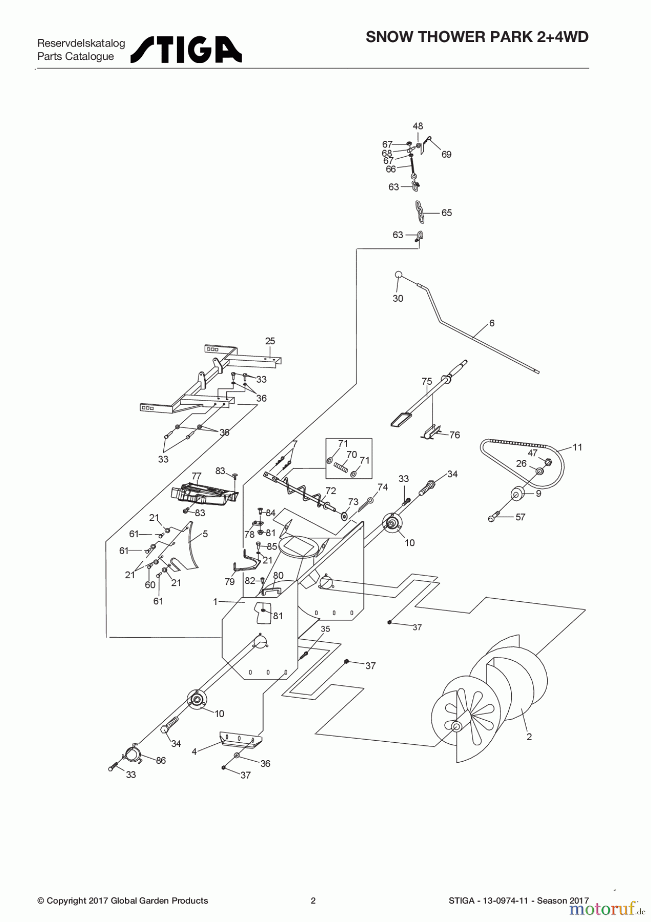  Stiga Frontmäher Anbau 2017 Front Mower Snow Thower Park 2+4WD 13-0974-11 - Season 2017 Snow thrower