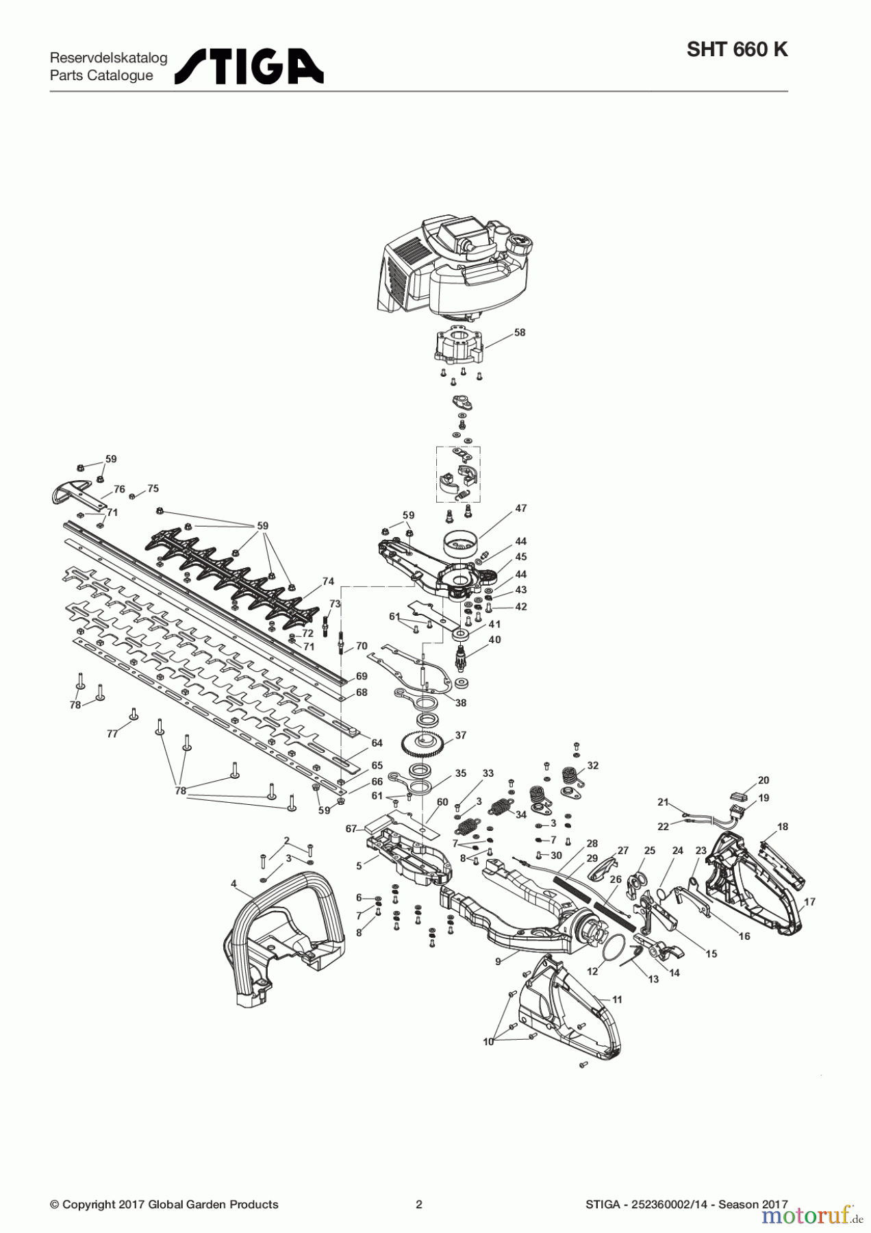  Stiga Heckenscheren Benzin 2017 SHT 660 K 252360002/14 - Season 2017 Hedge Trimmer