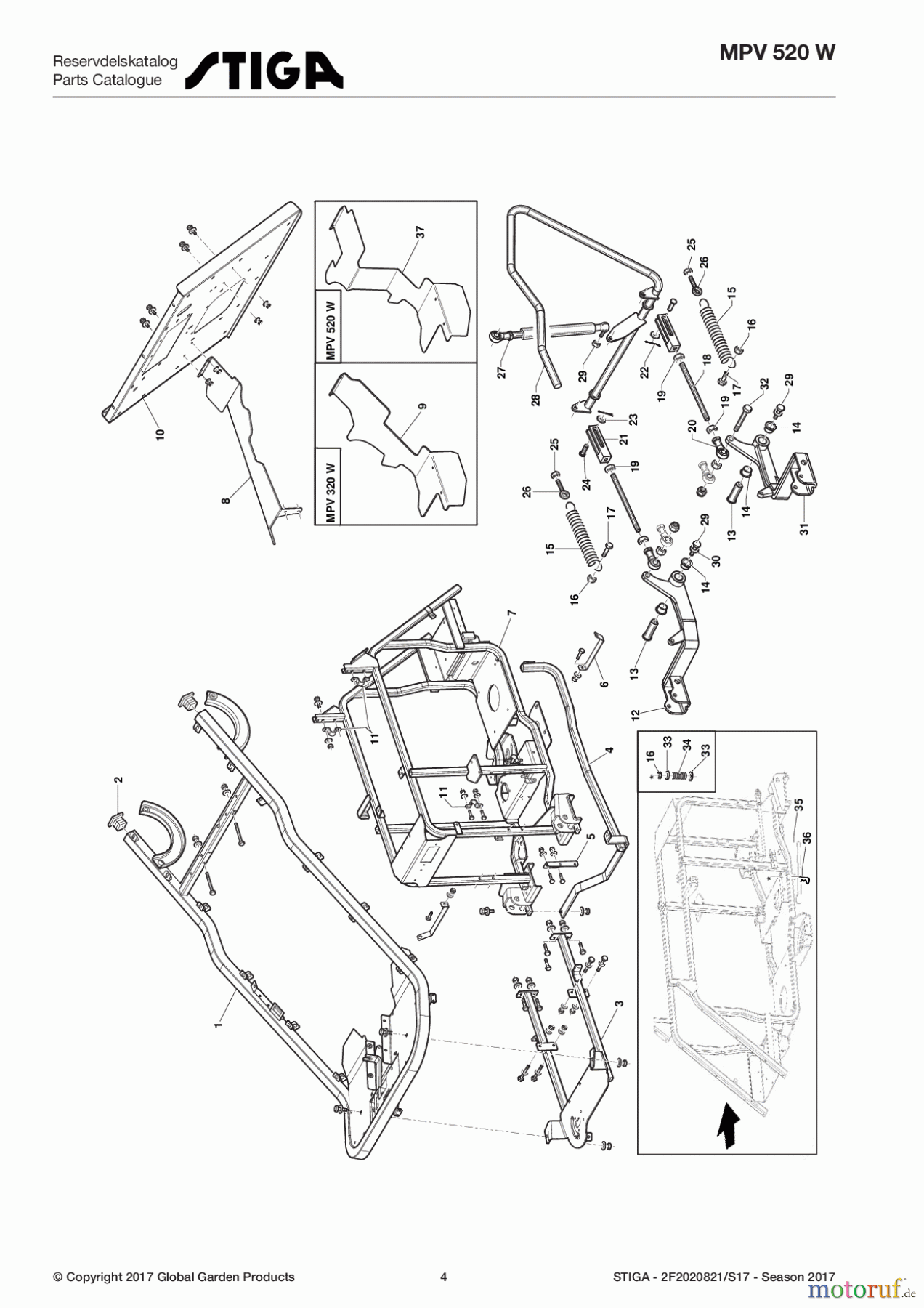  Stiga Frontmäher Collecting Frontmäher 2017 MPV 520 W 2F2020821/S17 - Season 2017 Frame