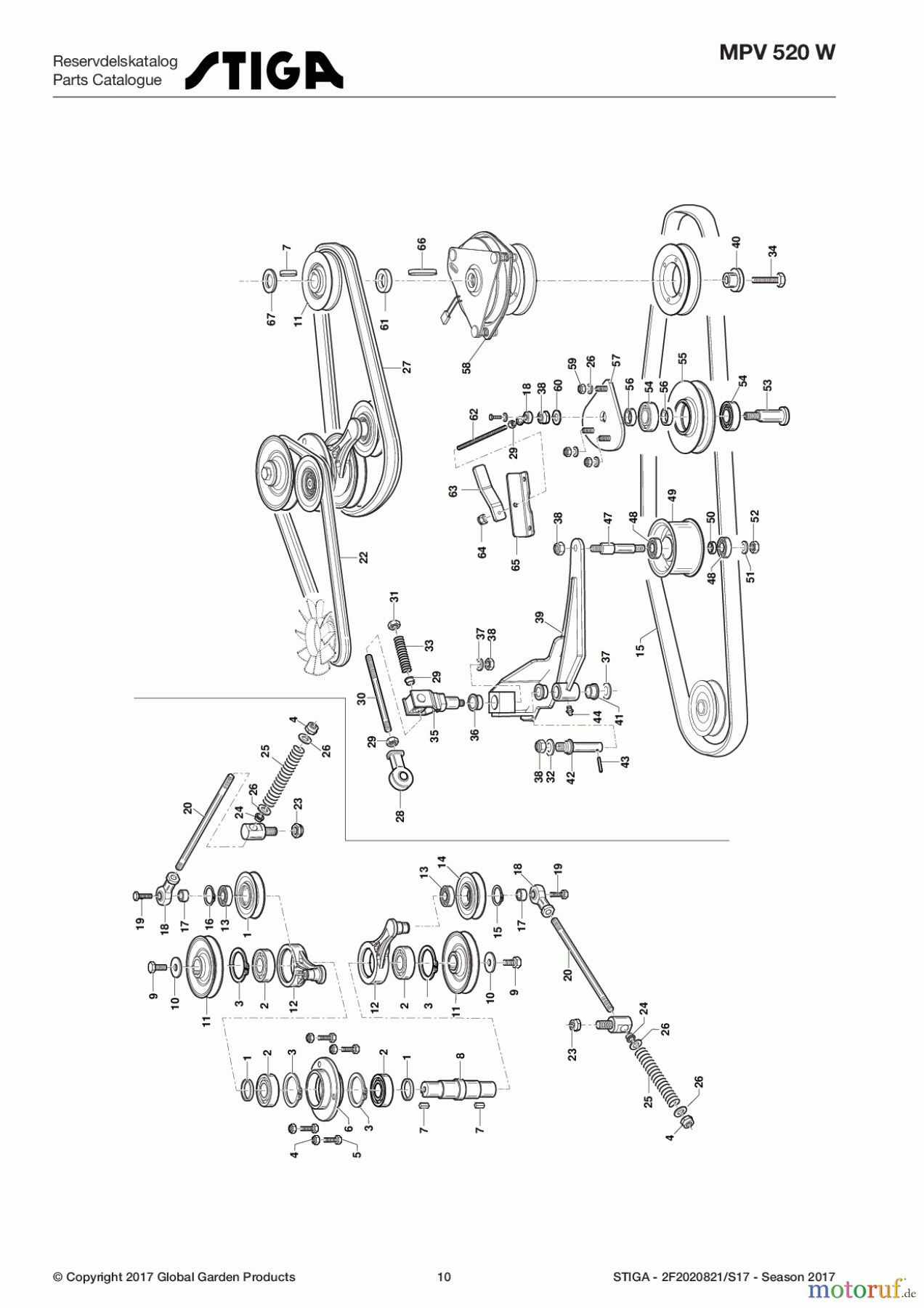  Stiga Frontmäher Collecting Frontmäher 2017 MPV 520 W 2F2020821/S17 - Season 2017 Transmission and PTO Belts