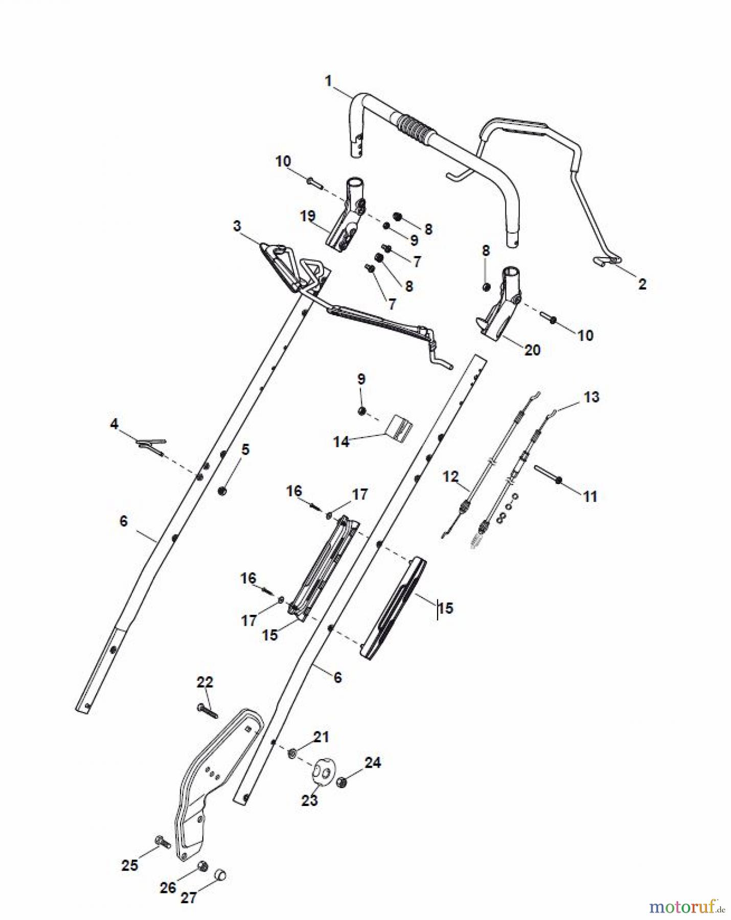  Global Garden Products GGP Rasenmäher Baujahr 2017 Benzin Mit Antrieb 2017 PAN 504 TR/E Handle, Upper Part