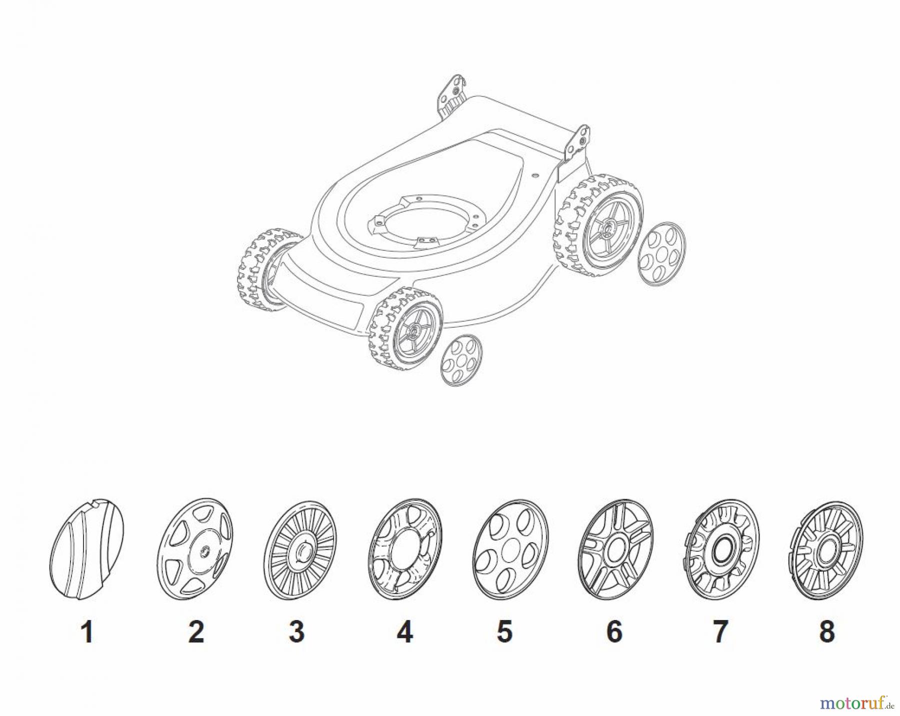  Global Garden Products GGP Rasenmäher Baujahr 2017 Benzin Mit Antrieb 2017 T 484 TR/E Wheels and Hub Caps