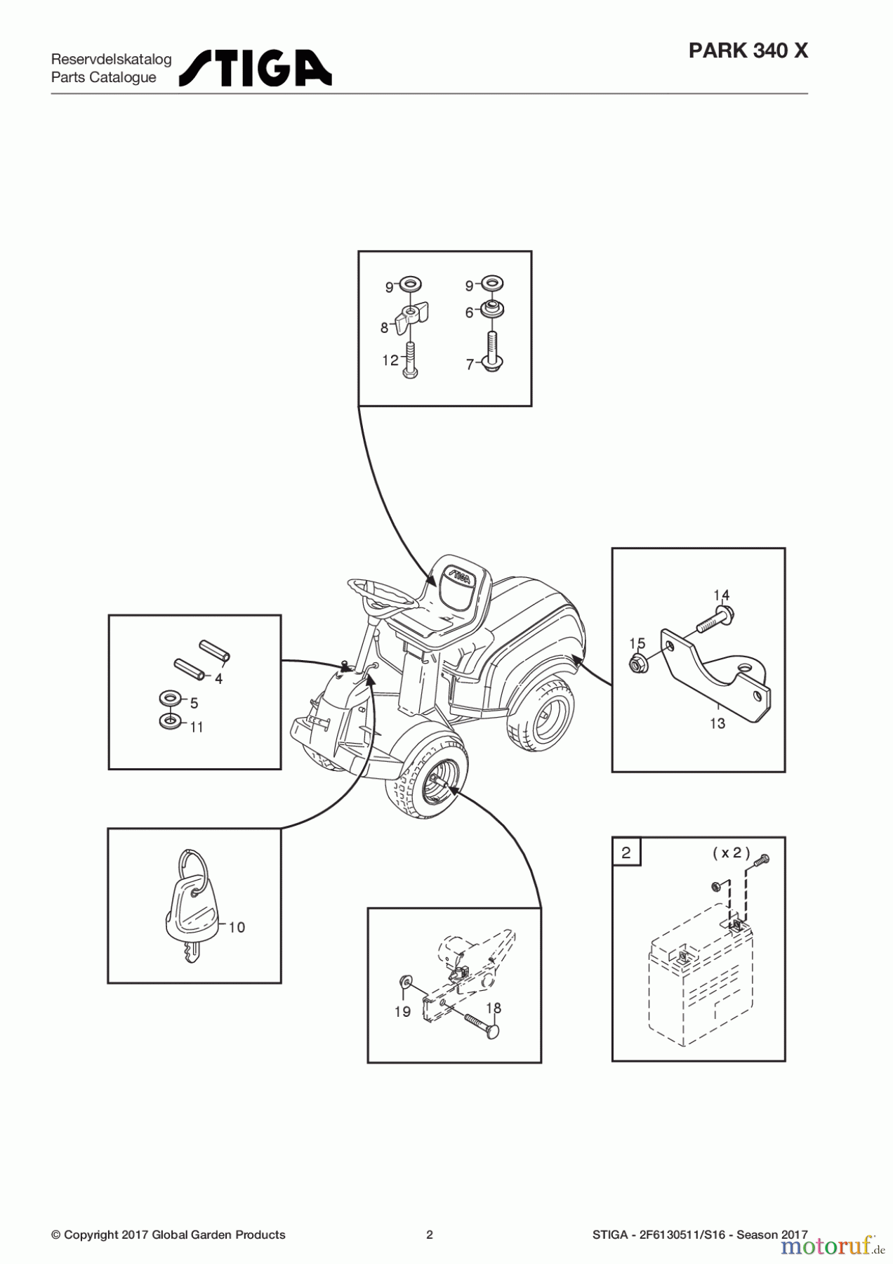  Stiga Frontmäher Baujahr 2017 Park Compact 2017 Park 340 X 2F6130511/S16 - Season 2017 Assembly parts