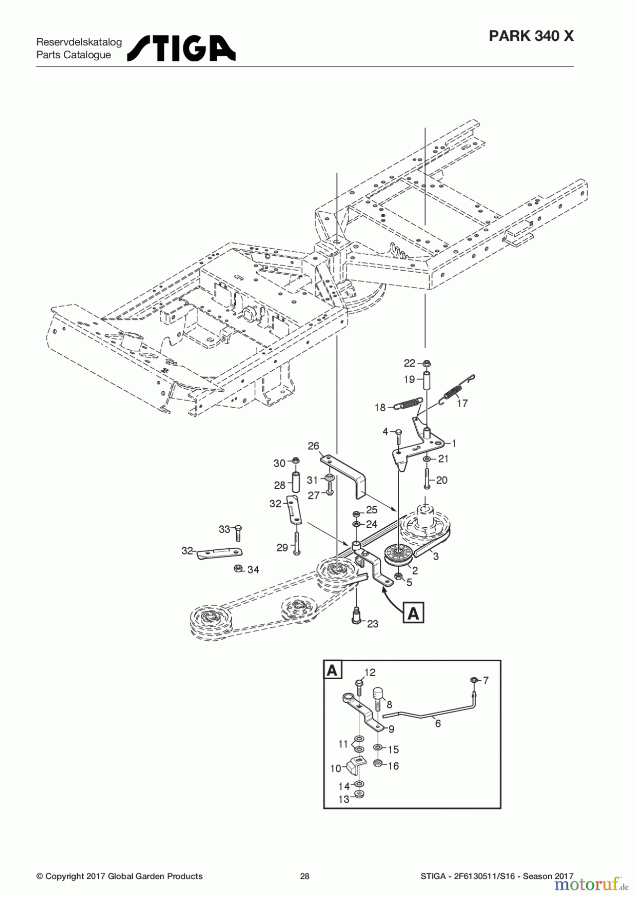  Stiga Frontmäher Baujahr 2017 Park Compact 2017 Park 340 X 2F6130511/S16 - Season 2017 Power take-off