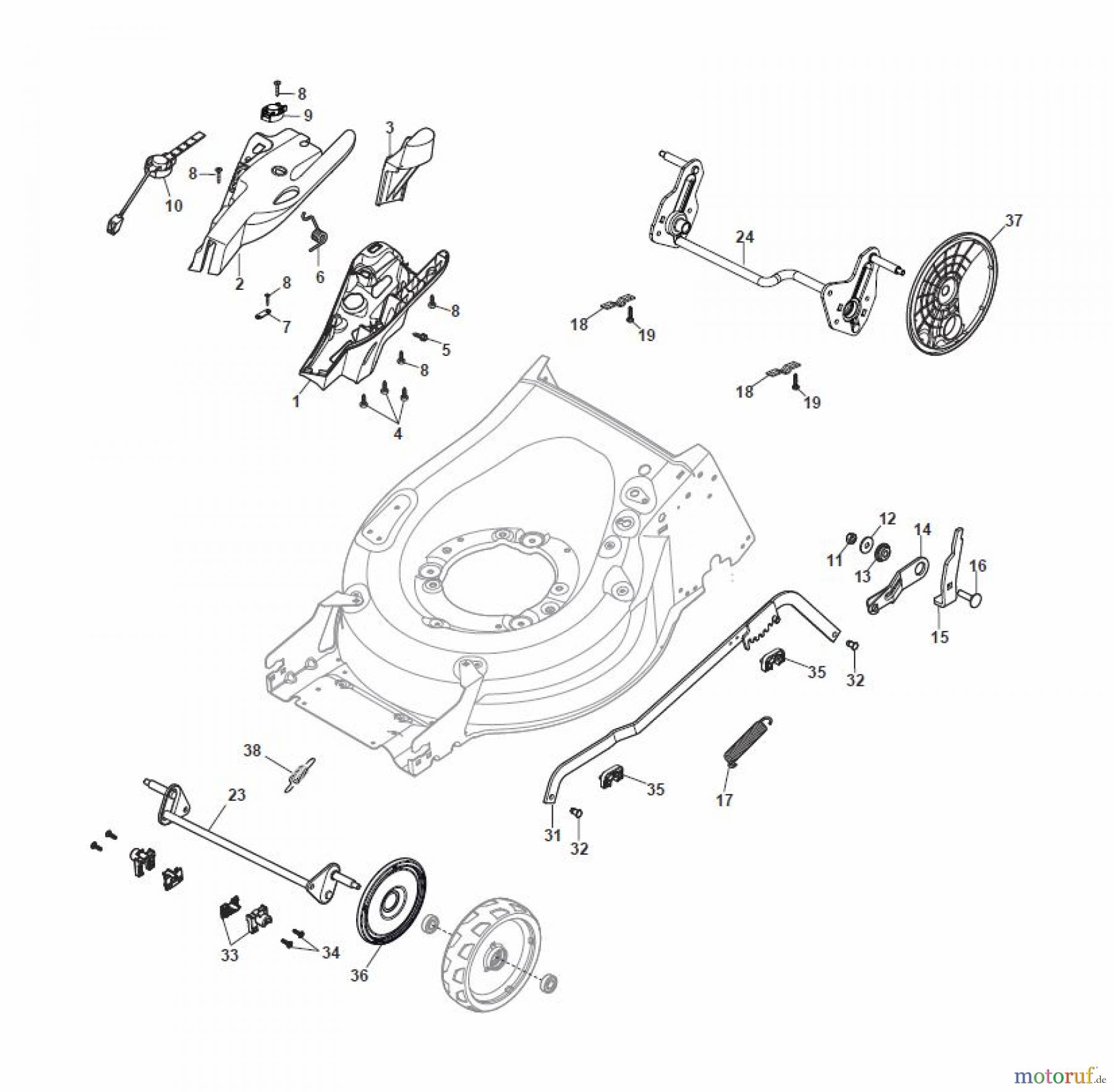  Global Garden Products GGP Rasenmäher Benzin Ohne Antrieb 2017 MP1 504 Q Deck And Height Adjusting