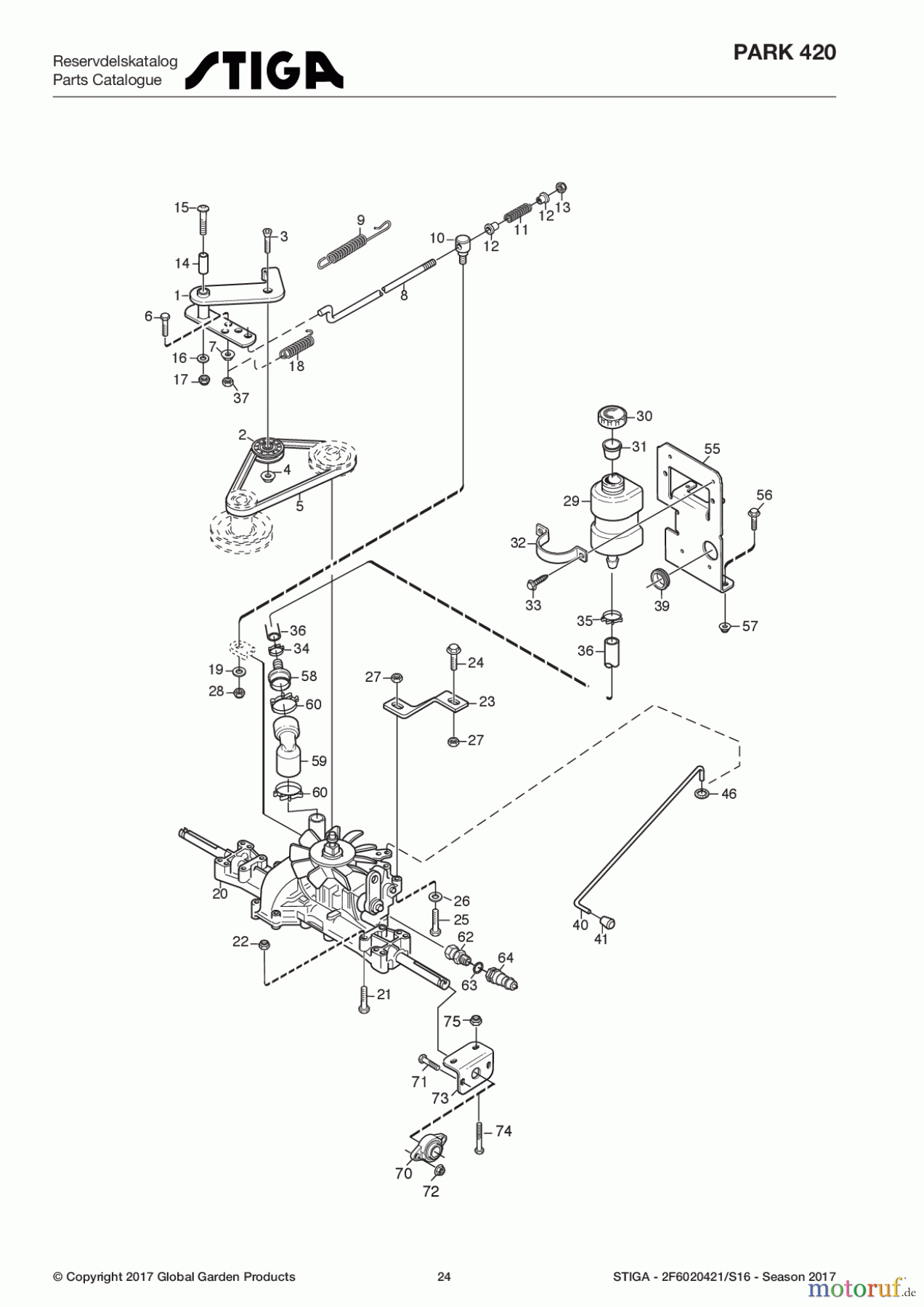  Stiga Frontmäher Baujahr 2017 Park Consumer High 2017 Park 420 2F6020421/S16 - Season 2017 Transmission