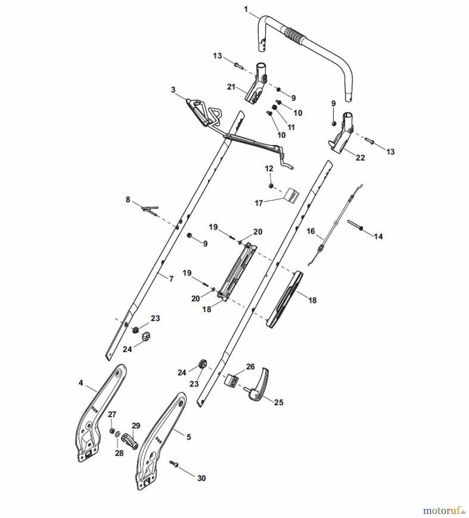  Global Garden Products GGP Rasenmäher Baujahr 2017 Benzin Ohne Antrieb 2017 NT 484 W - 484 WQ Handle, Upper Part