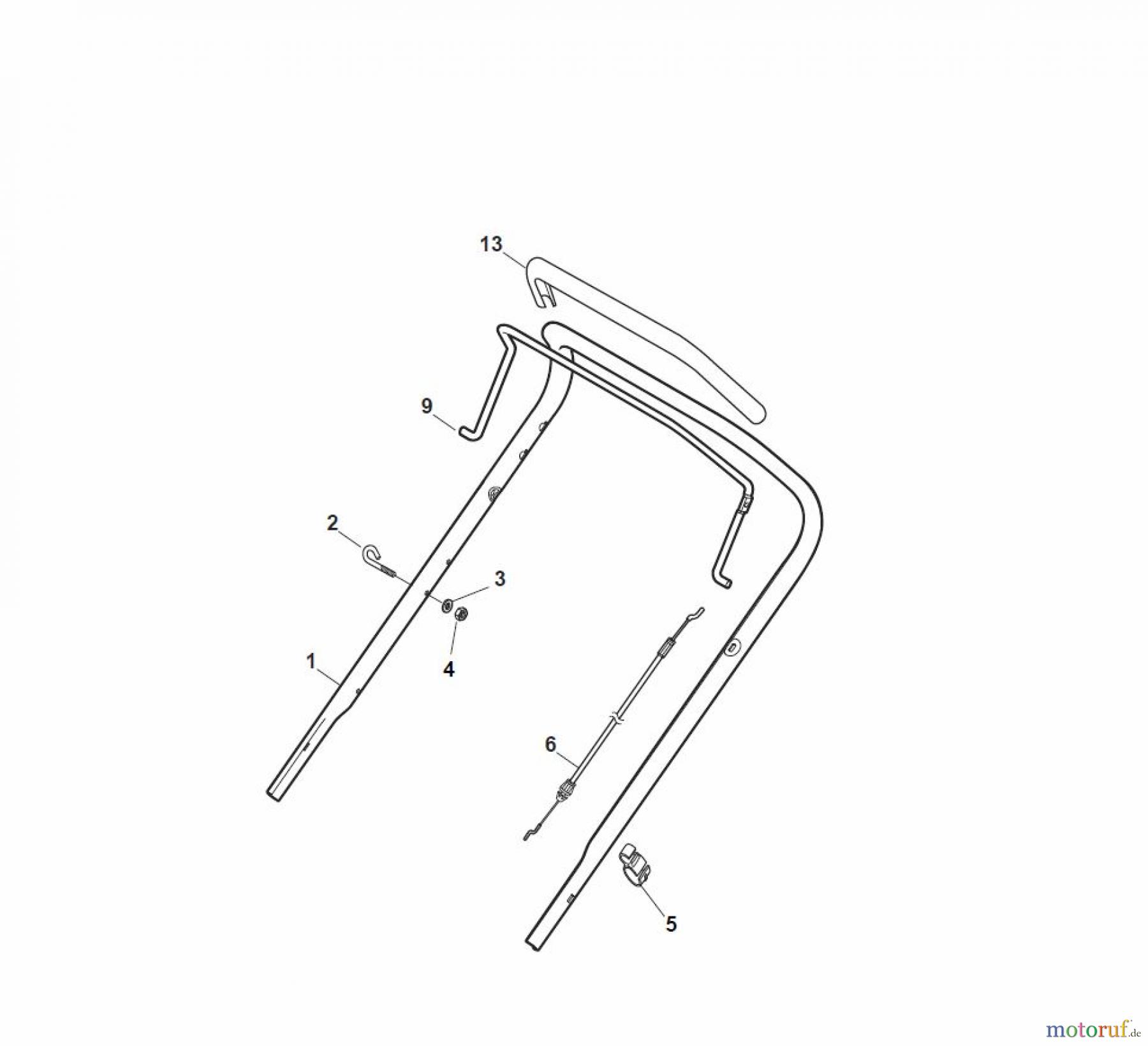  Global Garden Products GGP Rasenmäher Benzin Ohne Antrieb 2017 NT 484 W - 484 WQ Handle, Upper Part - ECO