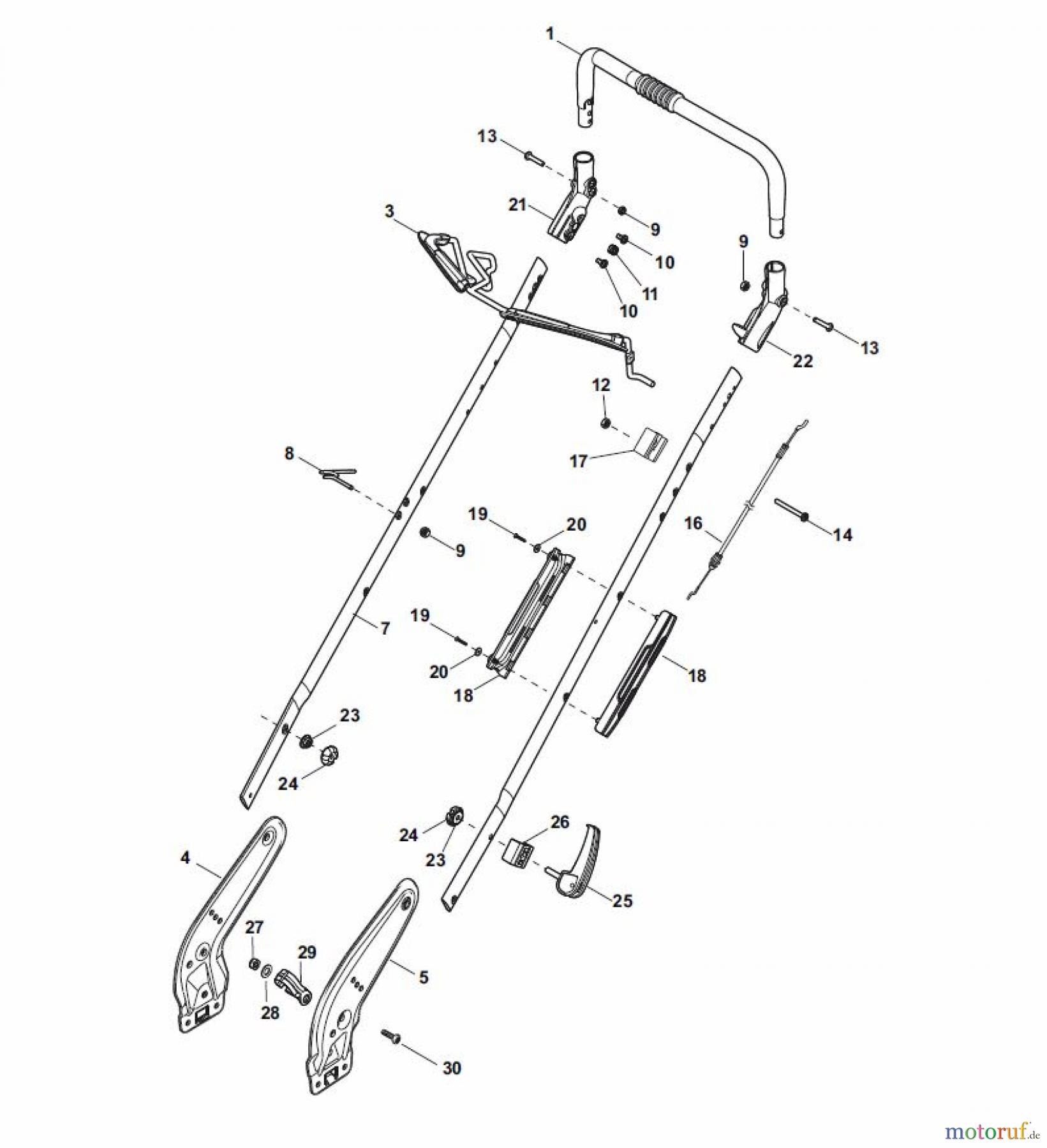  Global Garden Products GGP Rasenmäher Benzin Ohne Antrieb 2017 NT 534 W - 534 WQ Handle, Upper Part